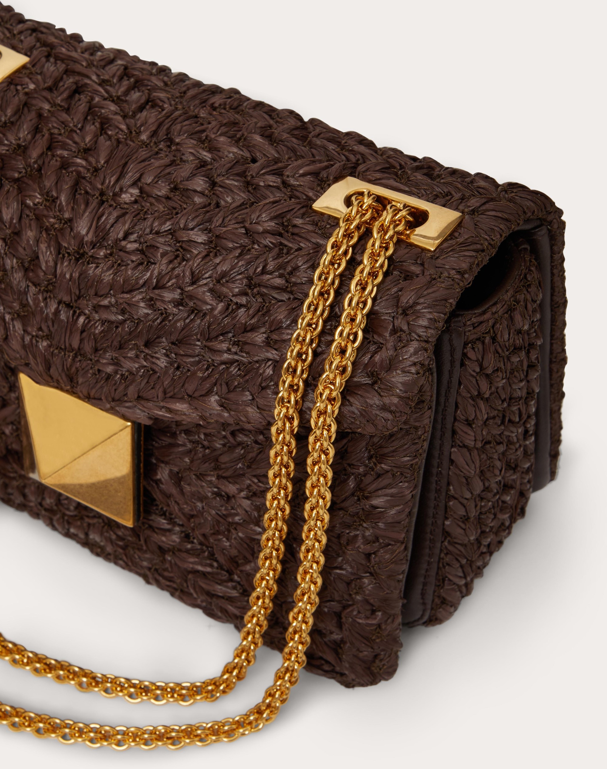 ONE STUD RAFFIA BAG WITH CHAIN - 5