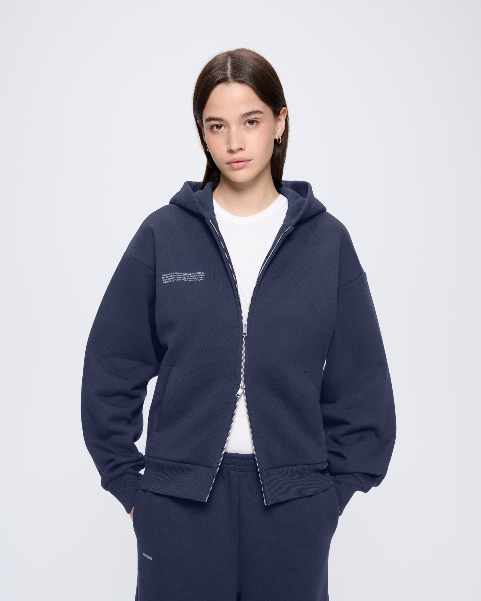 Womens 365 Heavyweight Two-Way Zip-Through Hoodie - Navy - 2