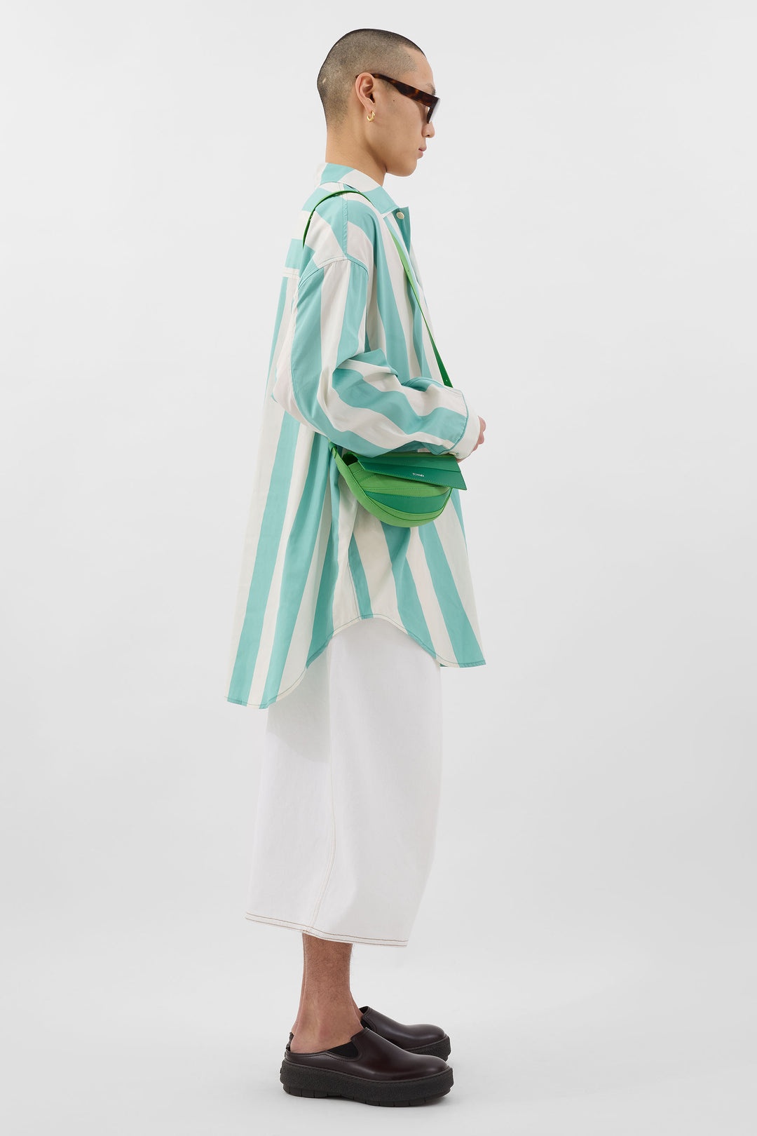 MEGA OVER SHIRT / off white & green stripes - 4