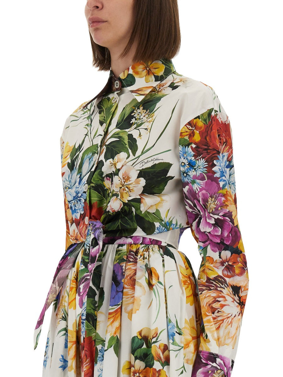 Flower Bouquet Print Poplin Shirt - 4