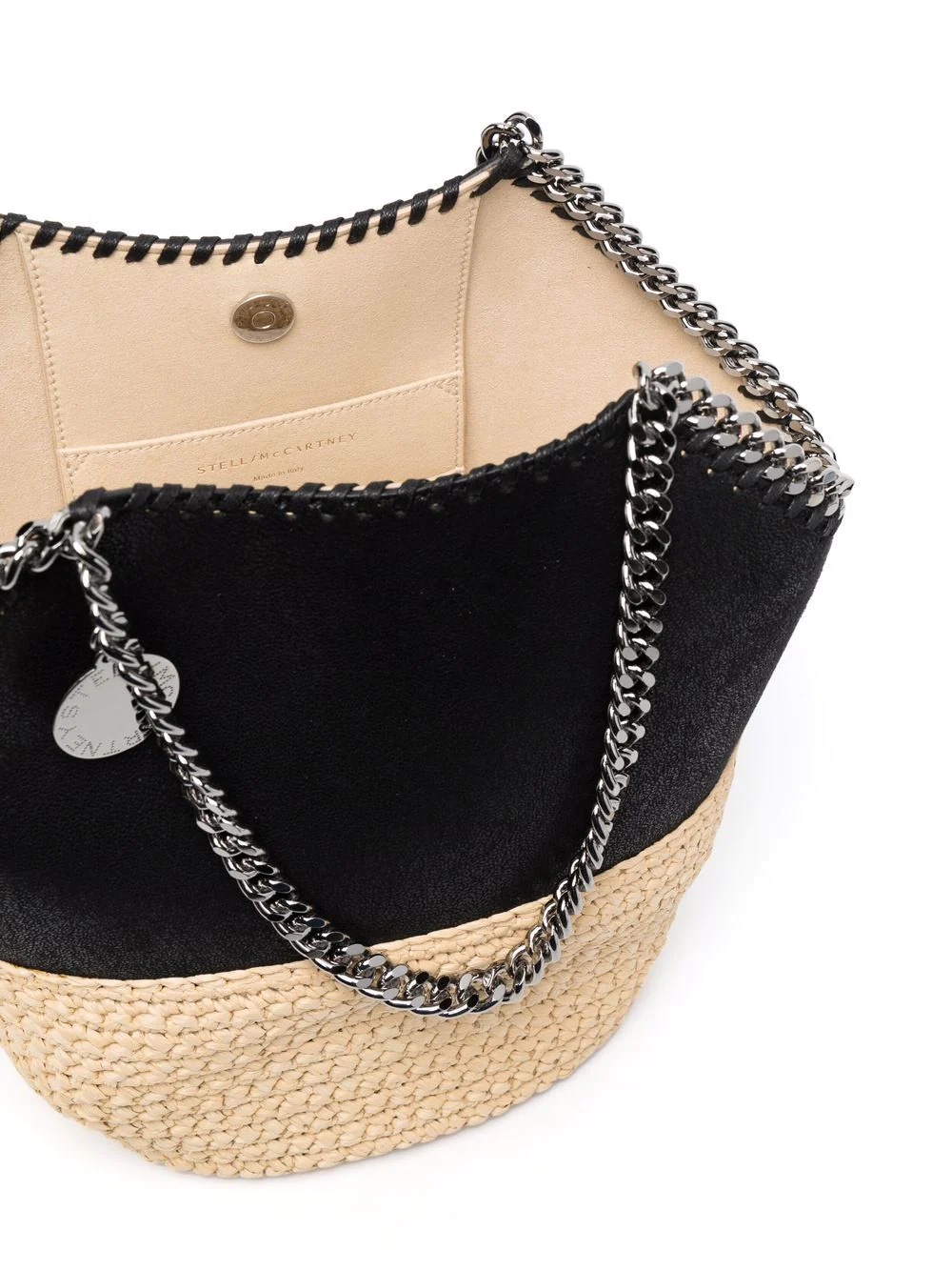 Falabella panelled straw shoulder bag - 6