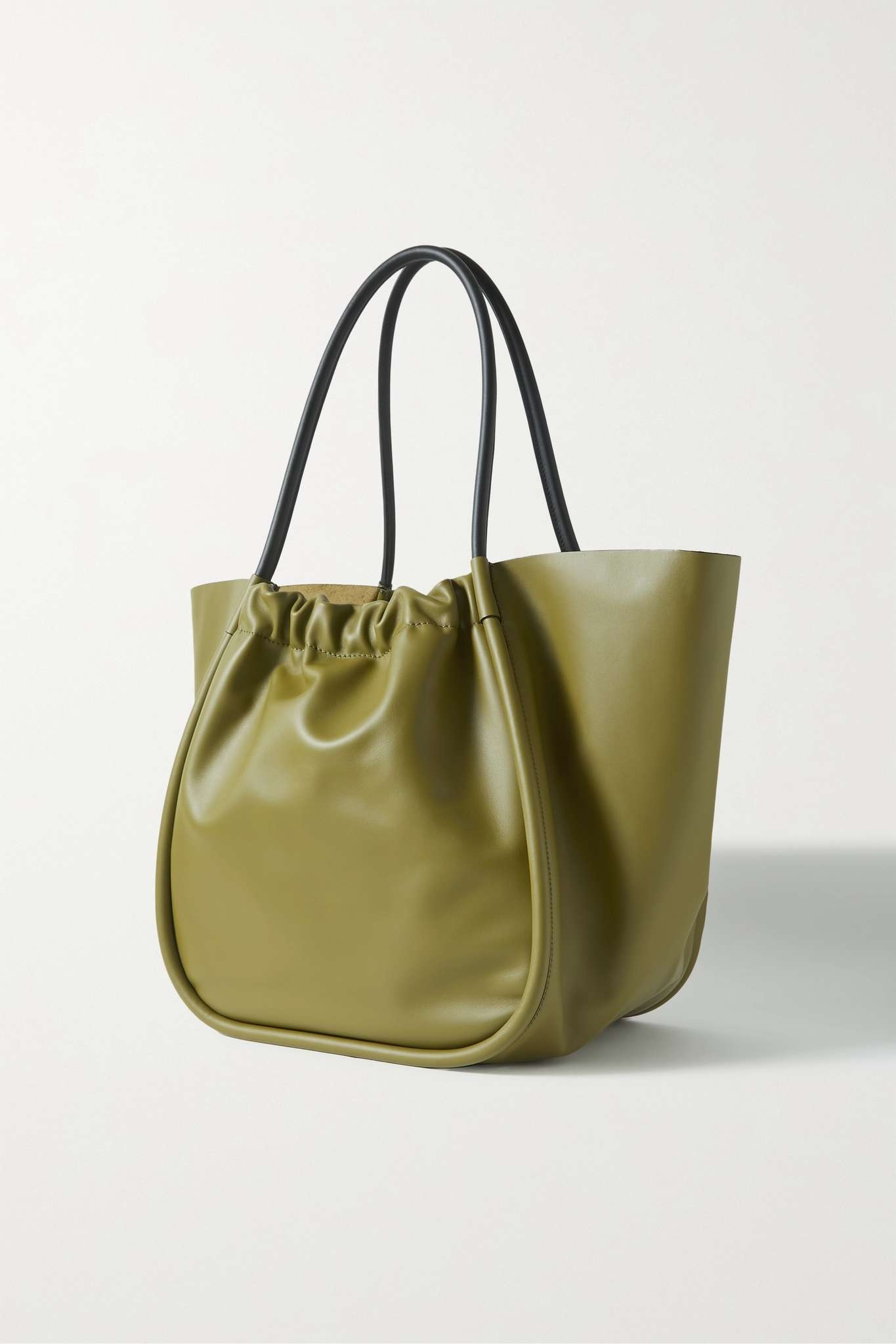 XL ruched leather tote - 3