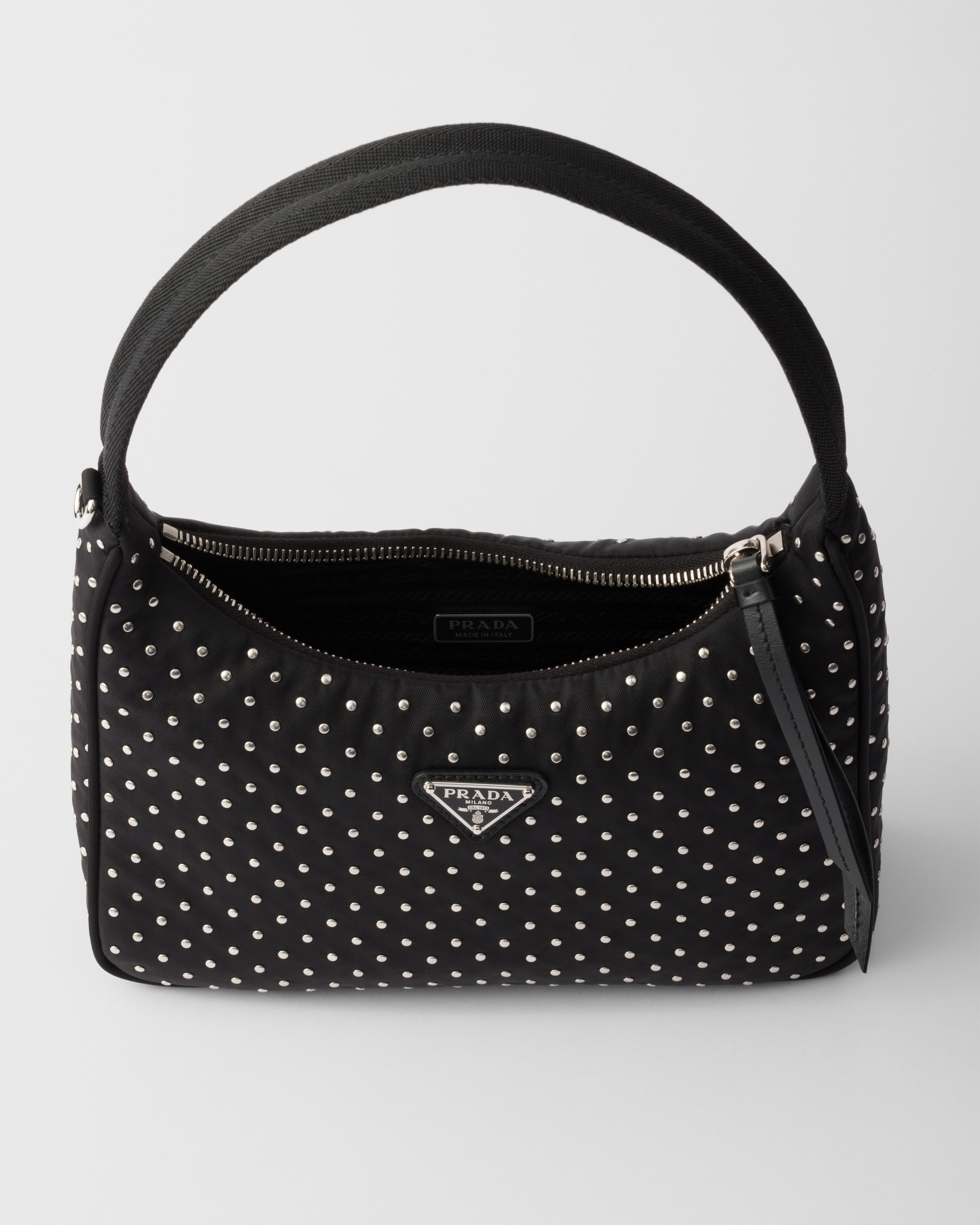 バッグ・カバンその他 PRADA PRADA RE-EDITION MINI BAG IN RE-NYLON WITH STUDS Black Re-Nylon mini-bag with studs | PRADA