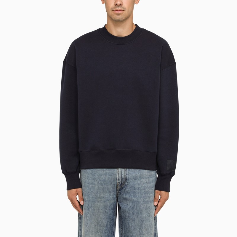 Night blue crewneck sweatshirt with patch - 1