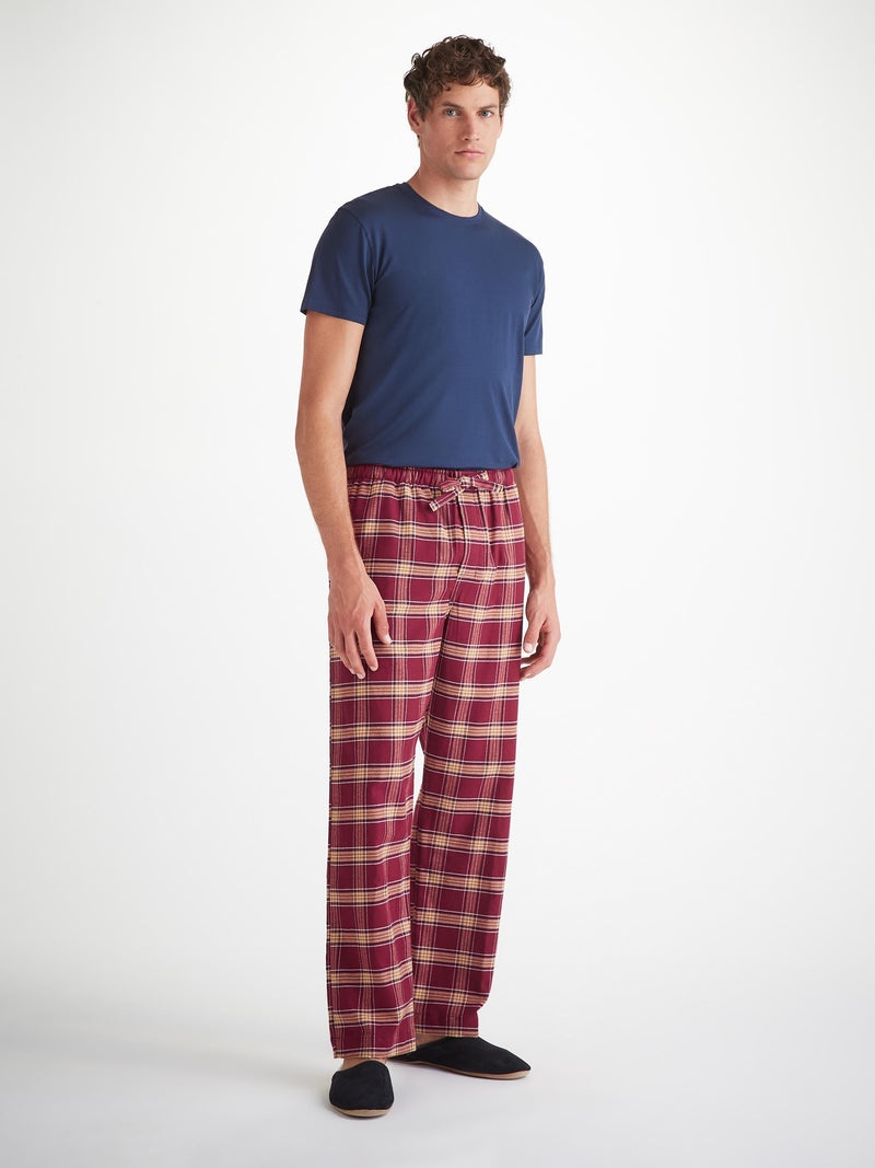 Men's Lounge Pants Kelburn 48 Brushed Cotton Burgundy - 3