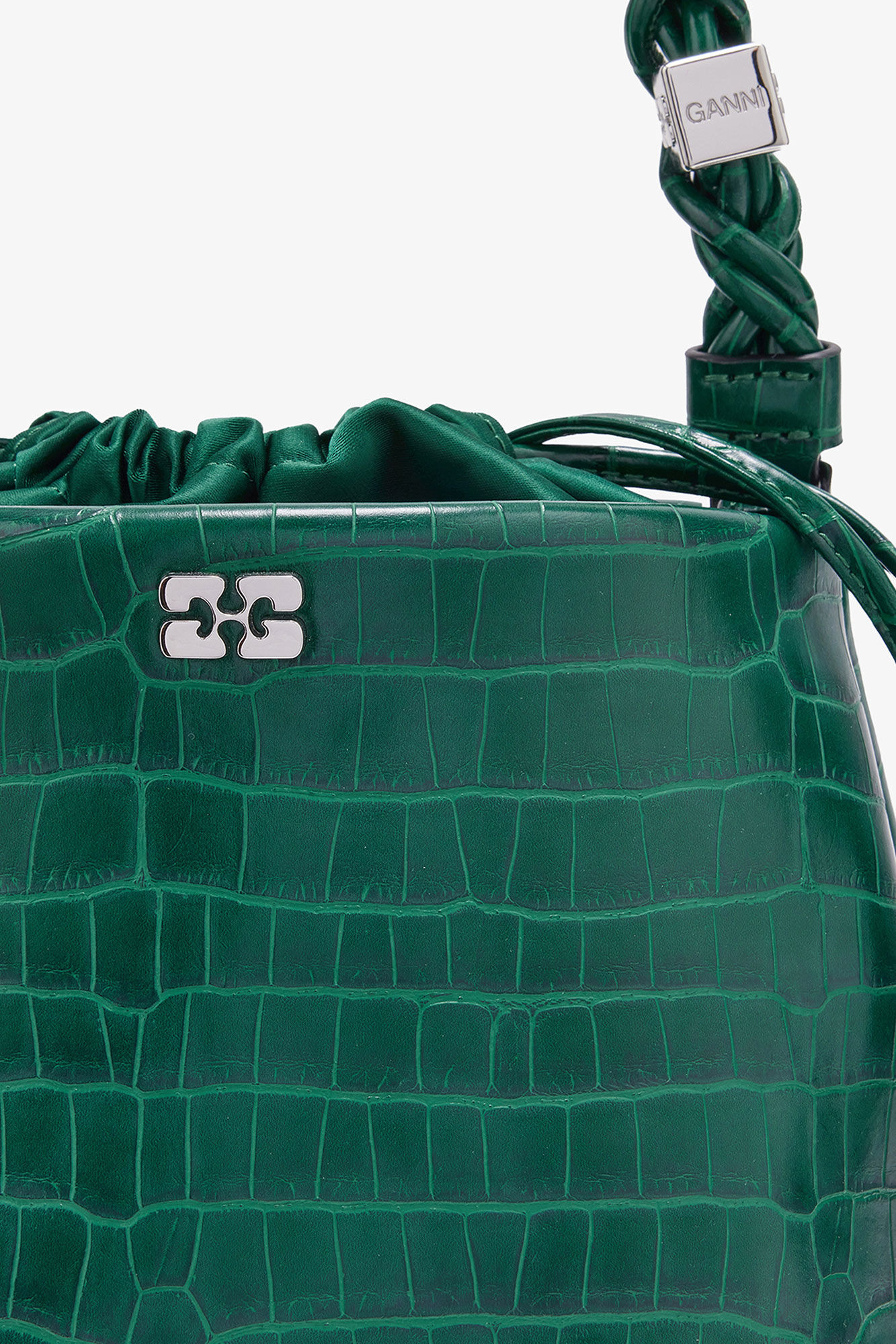 GREEN PATENT CROCO BOU BUCKET BAG - 3