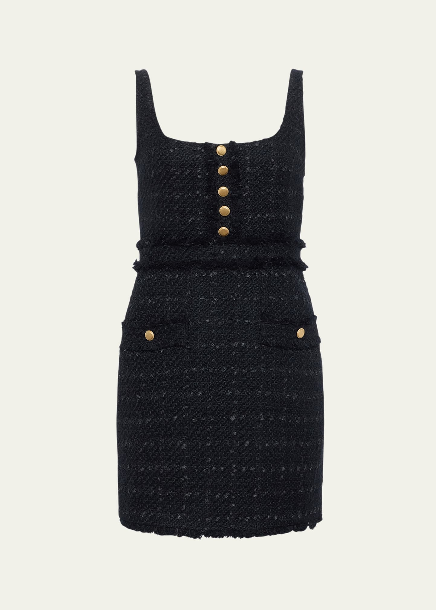 Valli Square-Neck Tweed Mini Dress - 1