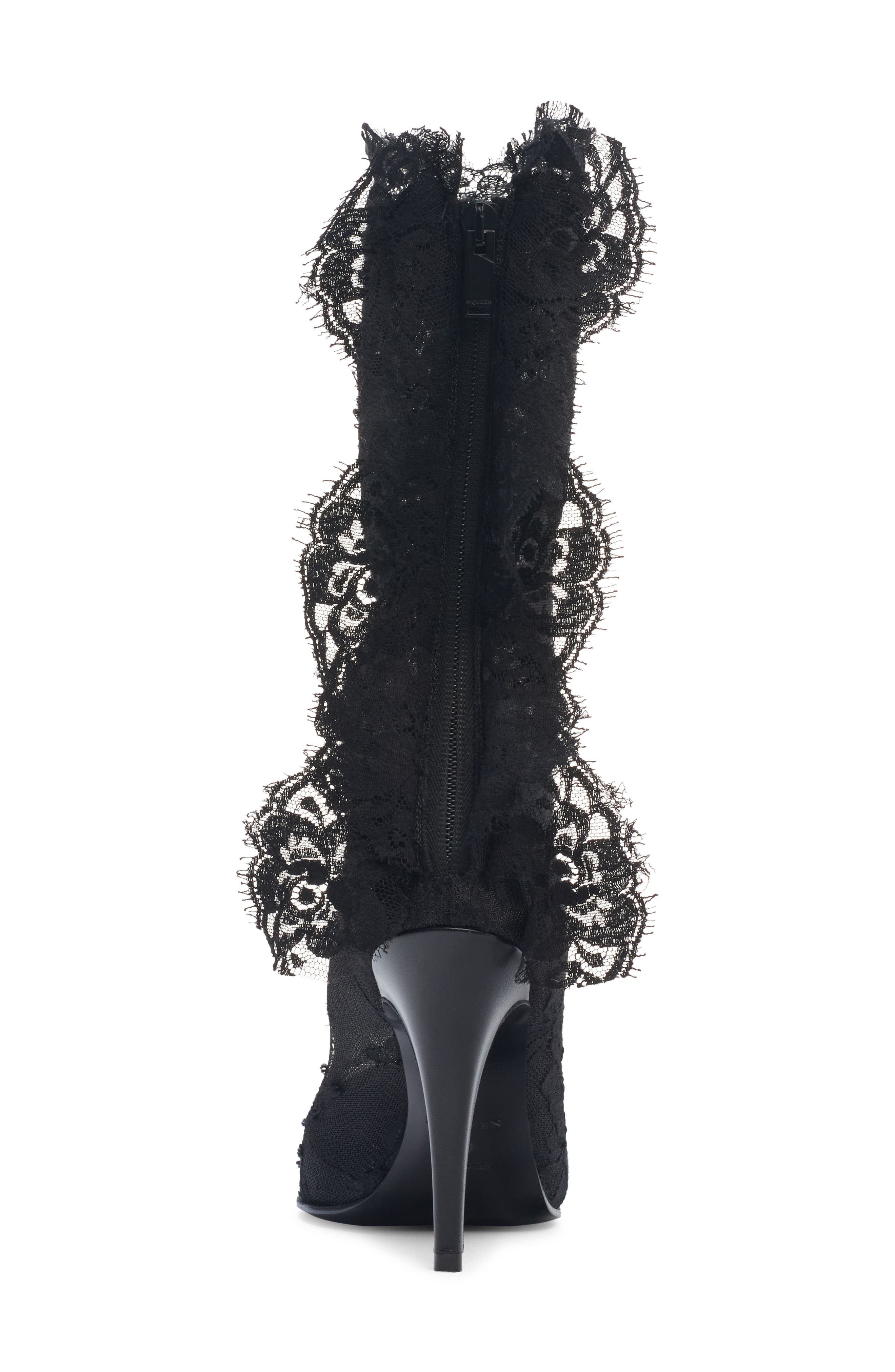McQueen Pointed Toe Lace Boot in Black at Nordstrom - 7