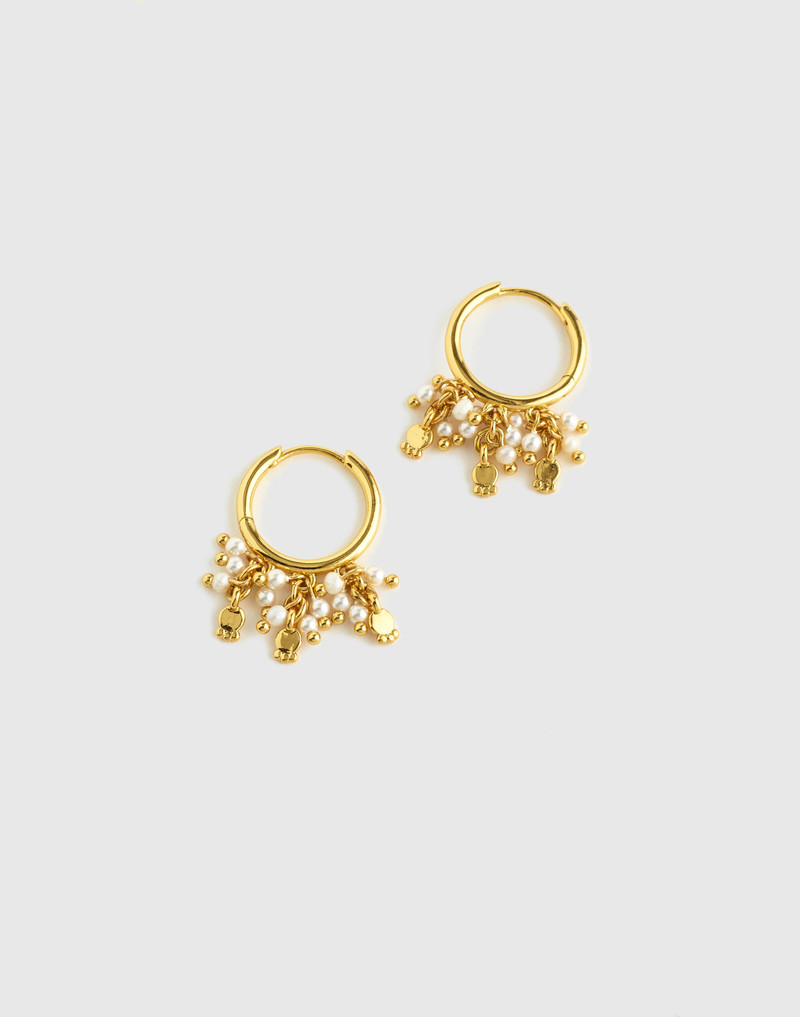 Freshwater Pearl Cluster Small Hoop Earrings 1