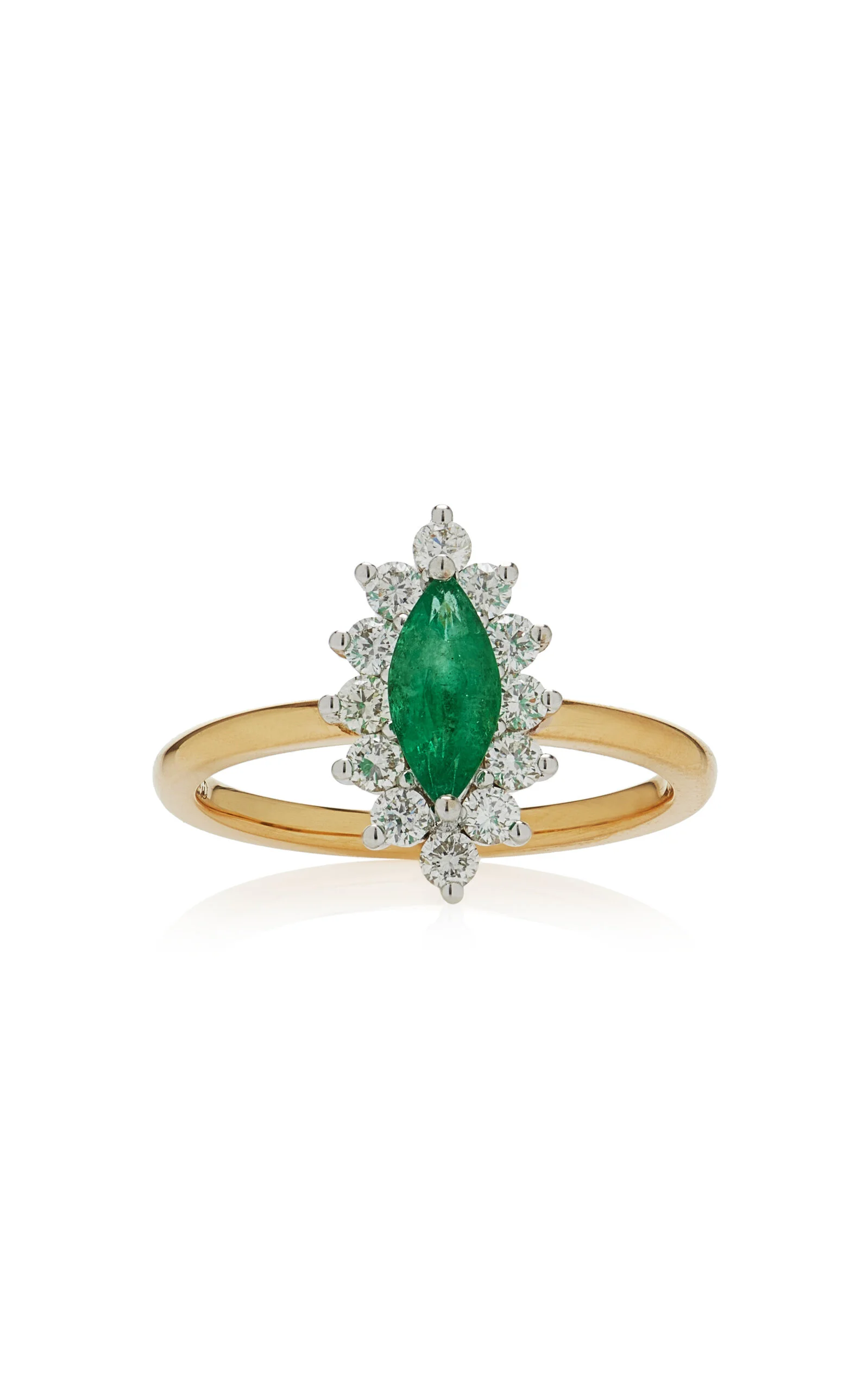 Pompadour 18K Yellow Gold Emerald Ring - 1