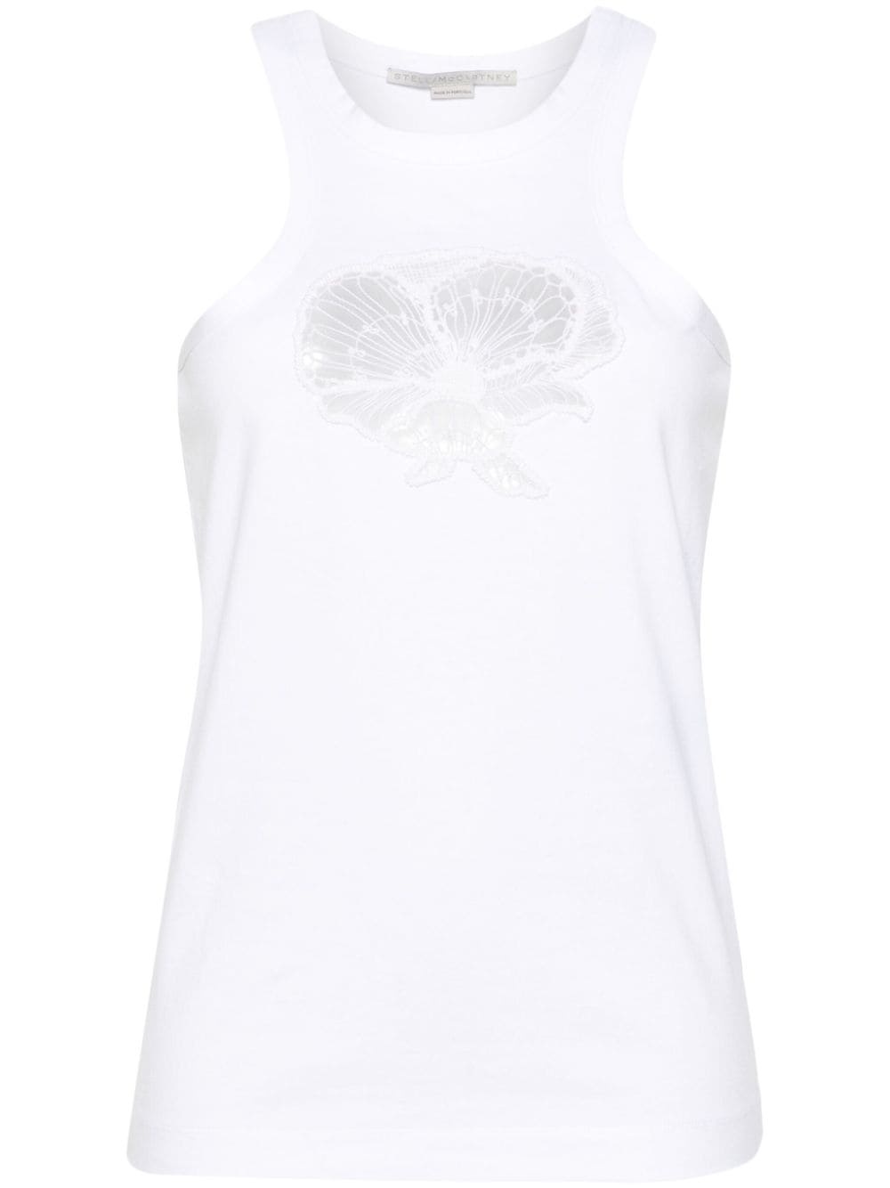 floral-embroidered cotton tank top - 1