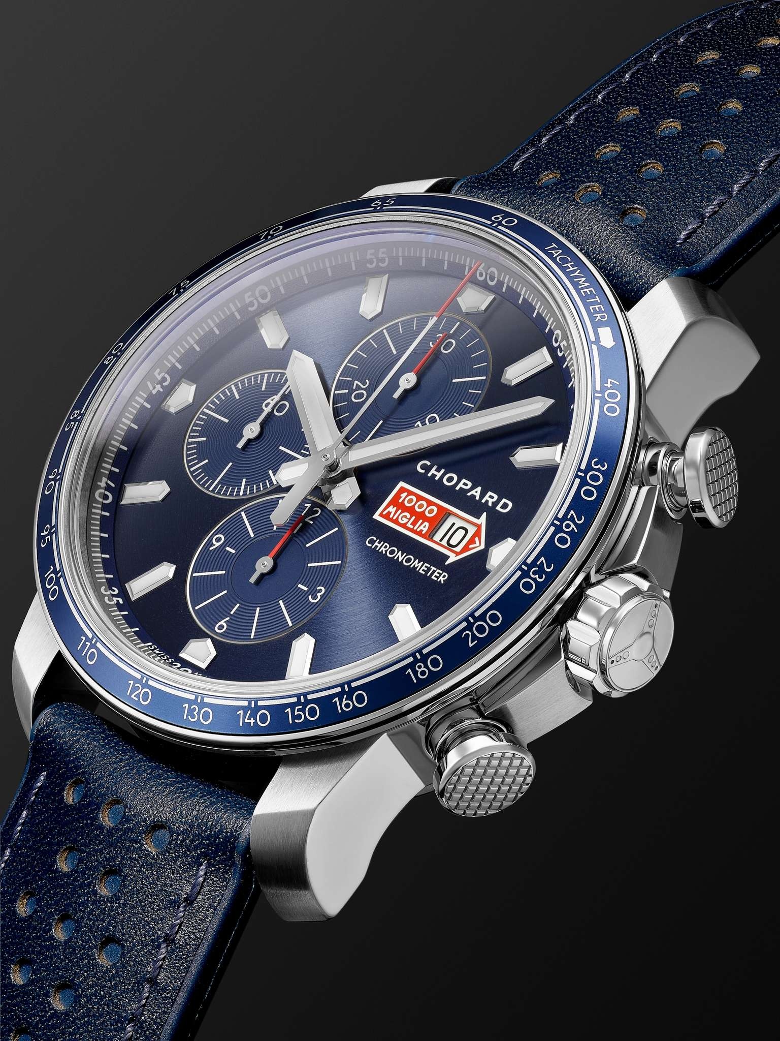 Mille Miglia GTS Azzurro Chrono Automatic Limited Edition 44mm Stainless Steel and Leather Watch, Re - 4