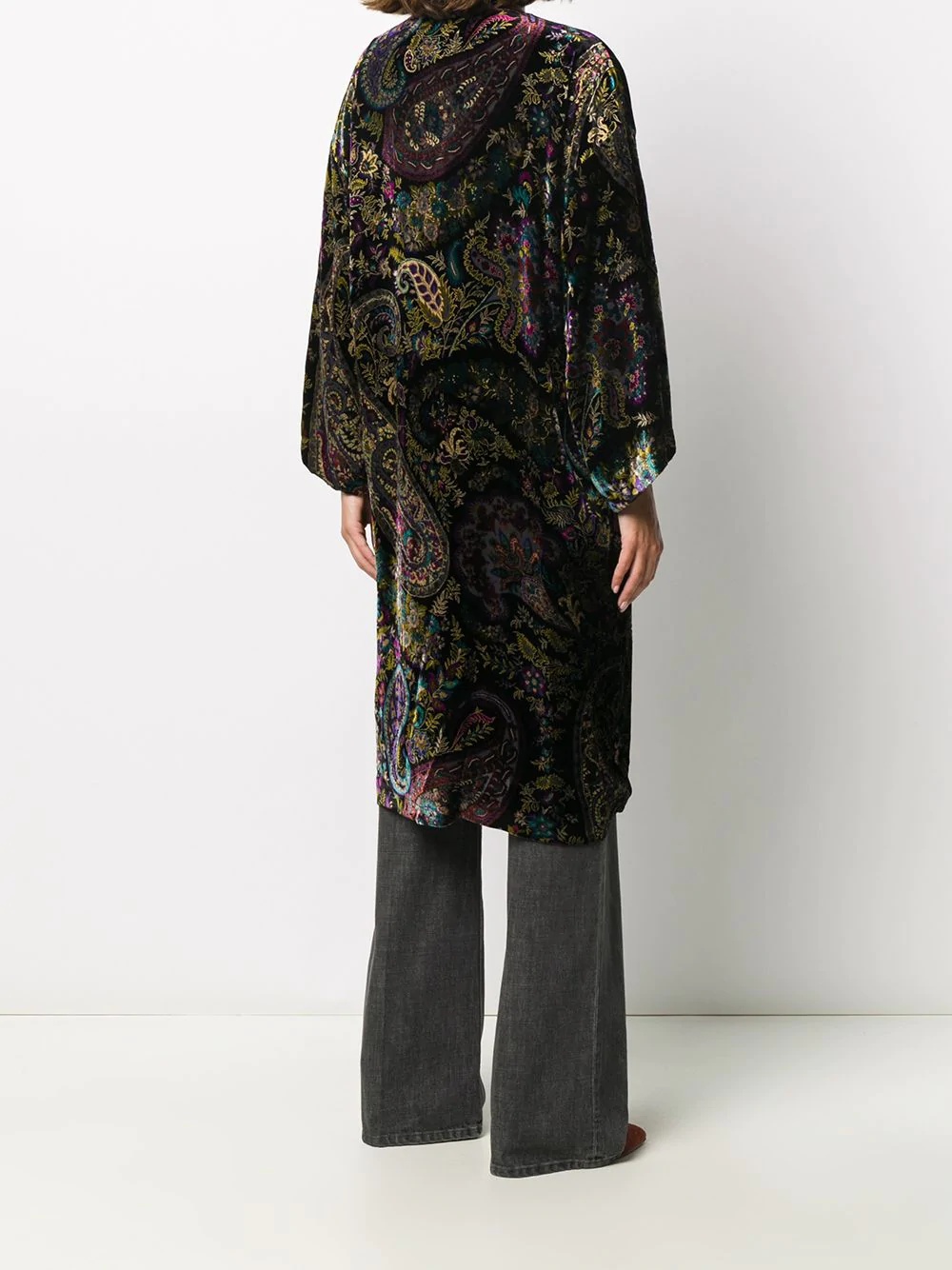 floral paisley print silk single-breasted coat - 4