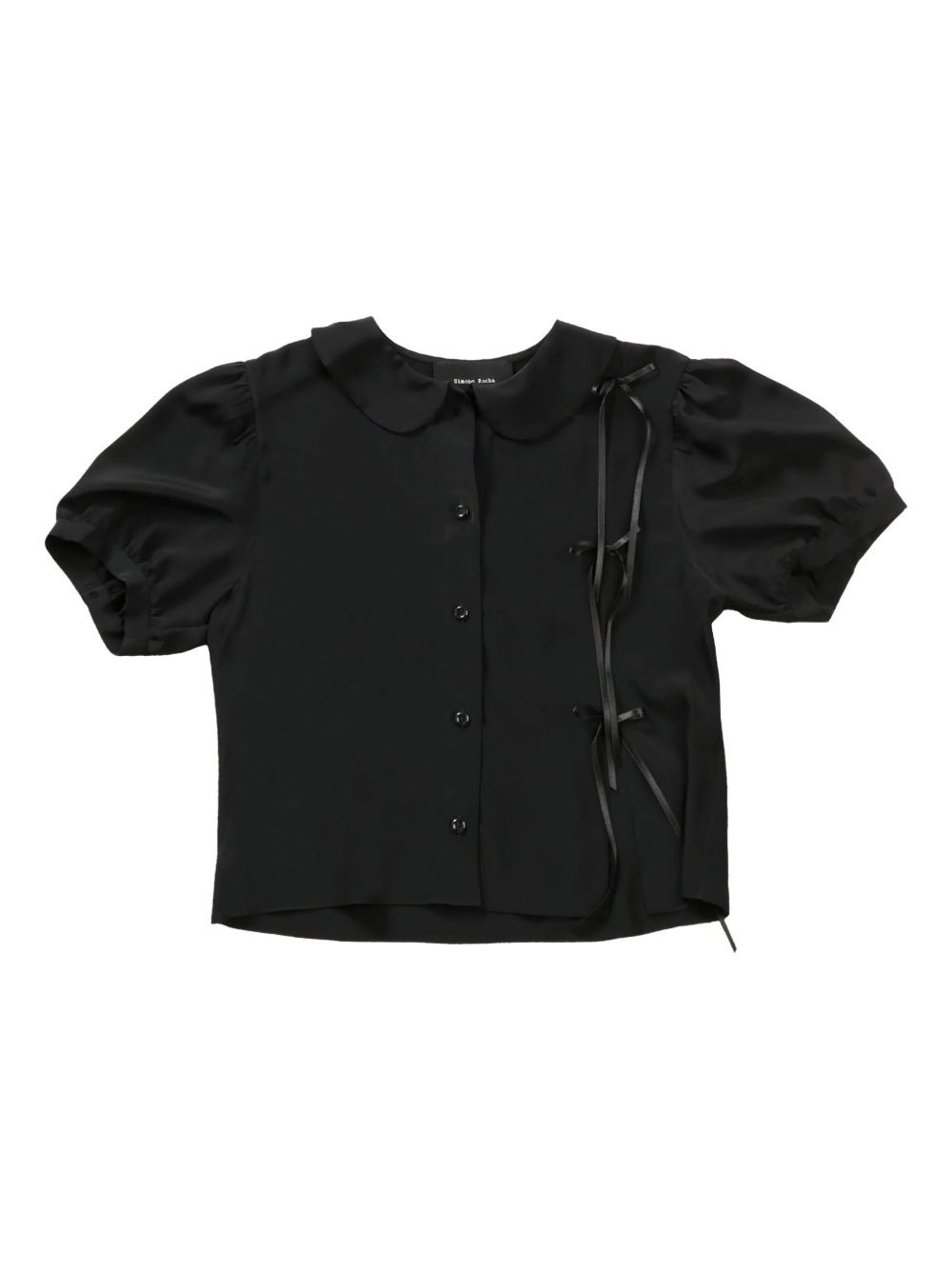 bow-detail puff-sleeves shirt - 1