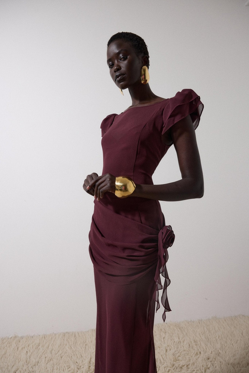 FLORENTINE MAXI DRESS IN EARTH CHIFFON 3