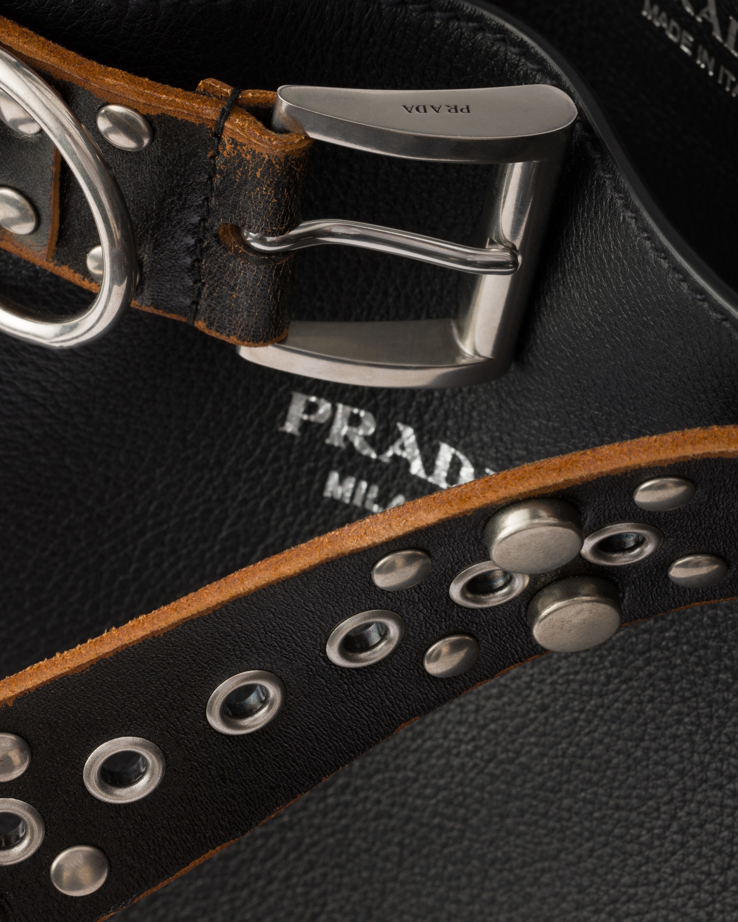 Prada Buckle leather bag with studded belt - 6