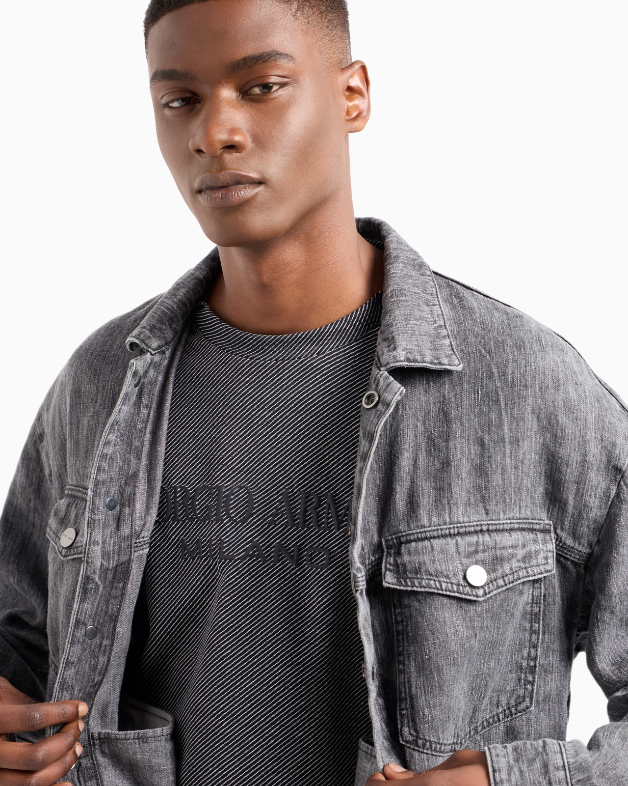 DENIM COLLECTION COTTON T-SHIRT WITH EMBROIDERED LOGO - 6
