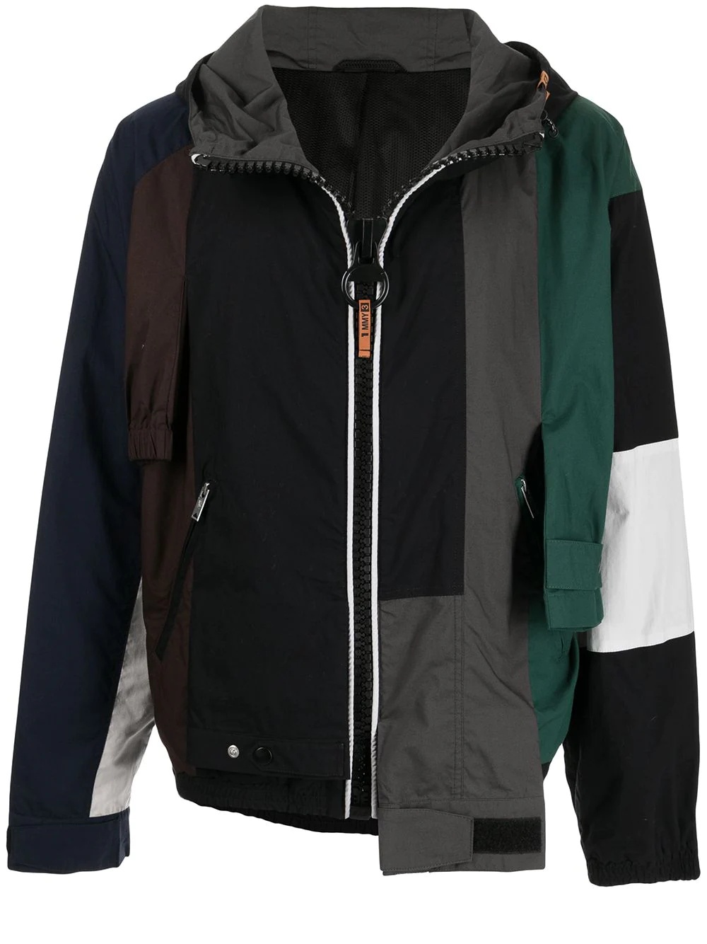 colour-block hooded jacket - 1