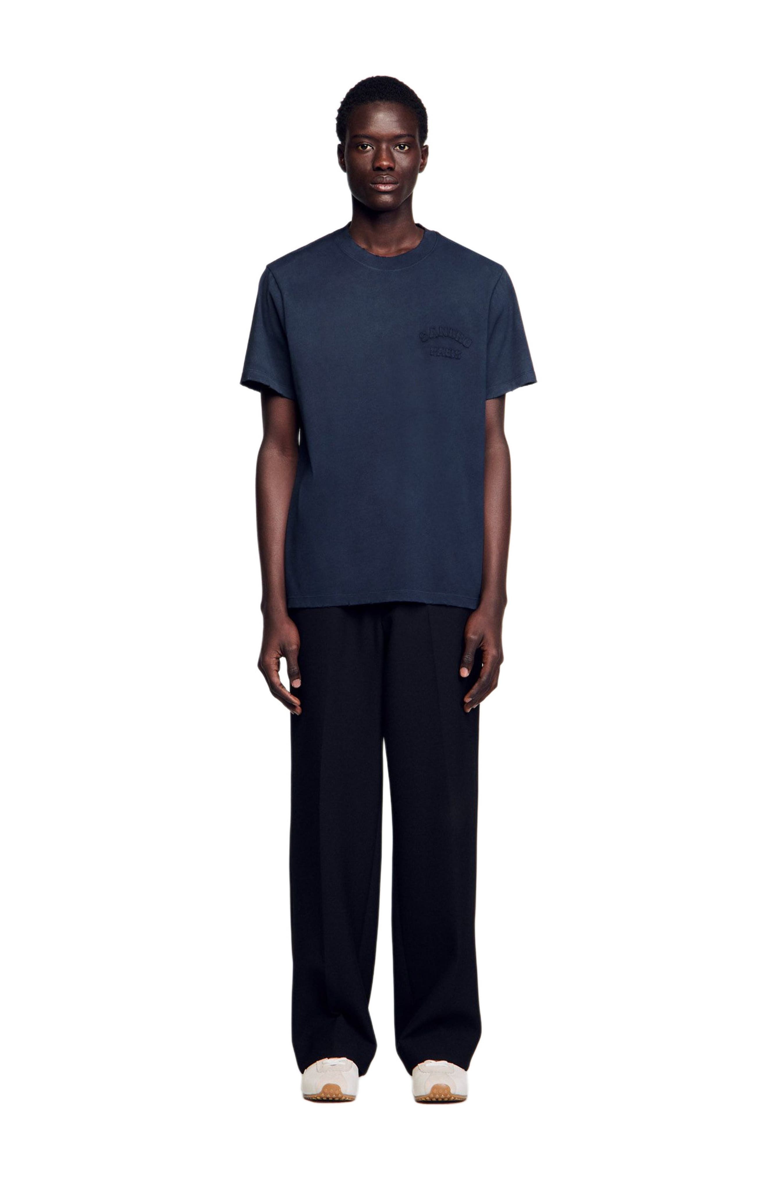 SANDRO Worn-effect T-shirt in Navy Blue at Nordstrom - 1