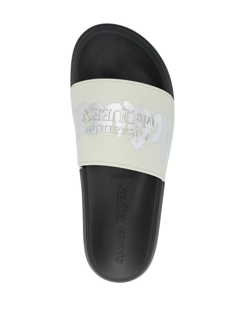 embossed-logo open toe slides - 4