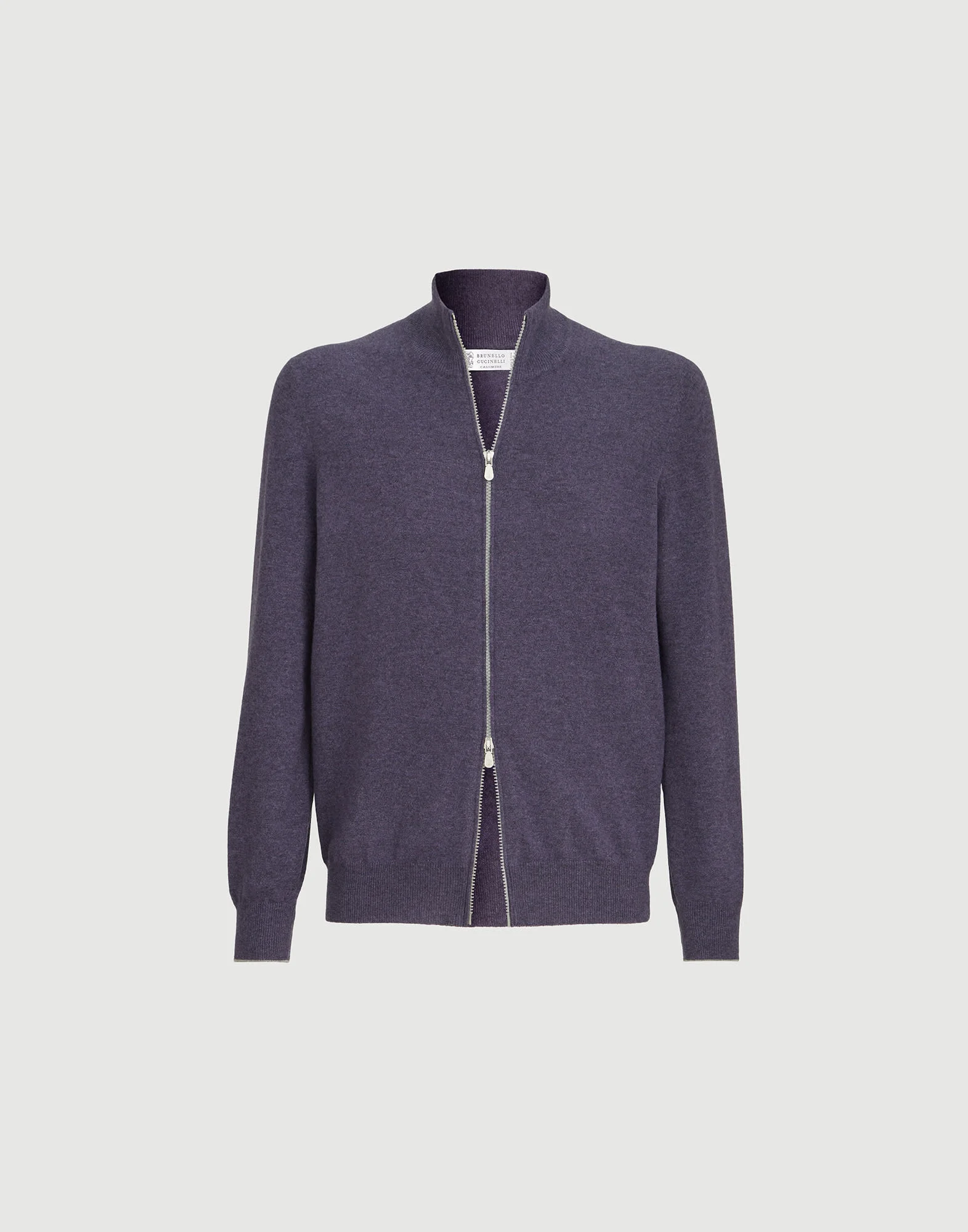 Cashmere high-neck cardigan with zipper - 1
