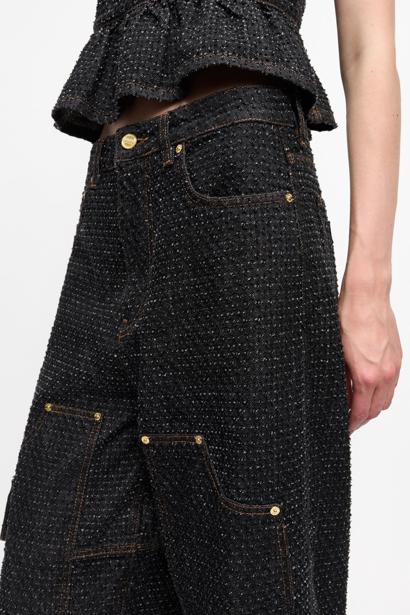 BLACK FLUFFY DENIM CARPENTER JEANS 5