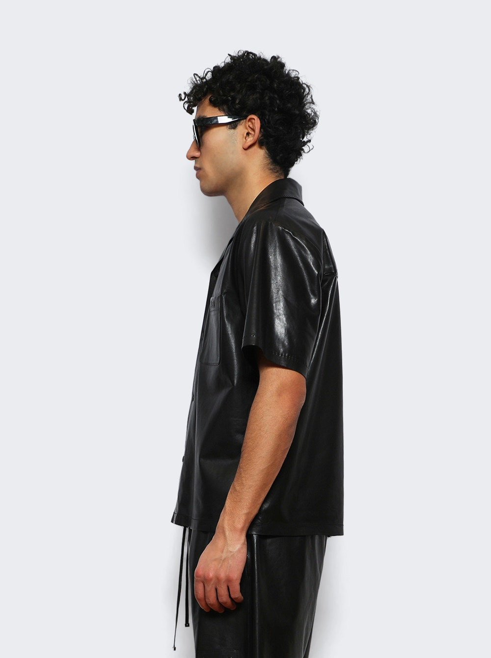 Lightweight Leather Camp Shirt Black - 3