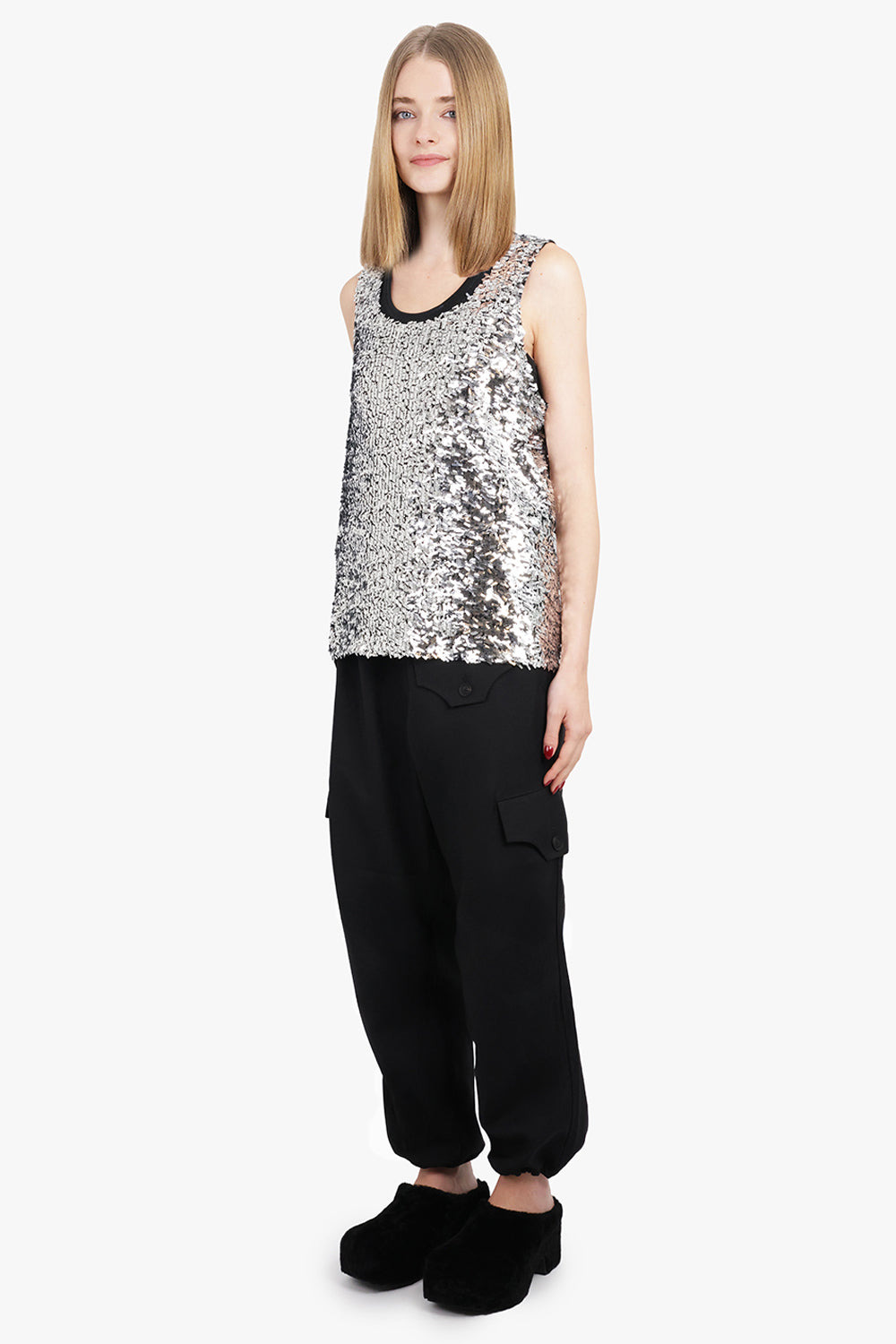 SEQUIN SLEEVELESS TOP | SILVER/BLACK - 4