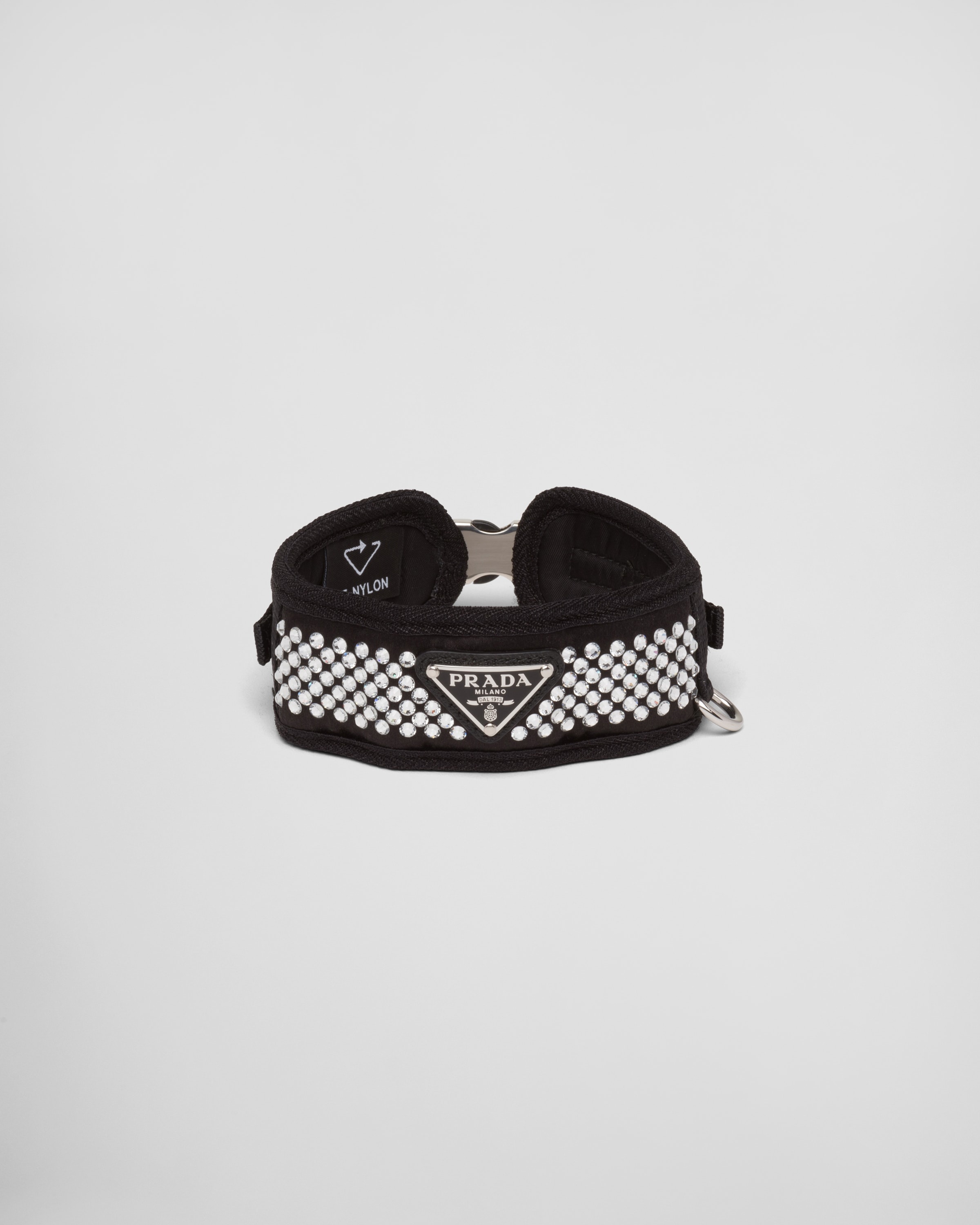 Crystal-studded satin pet collar - 1