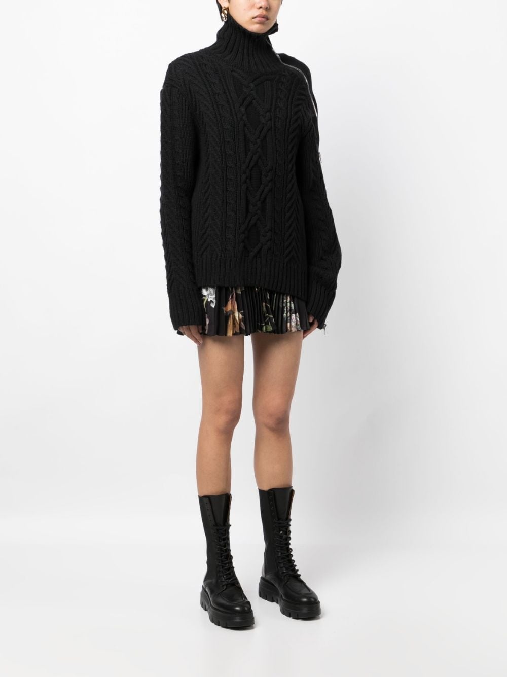 cable-knit zip-detailed jumper - 3