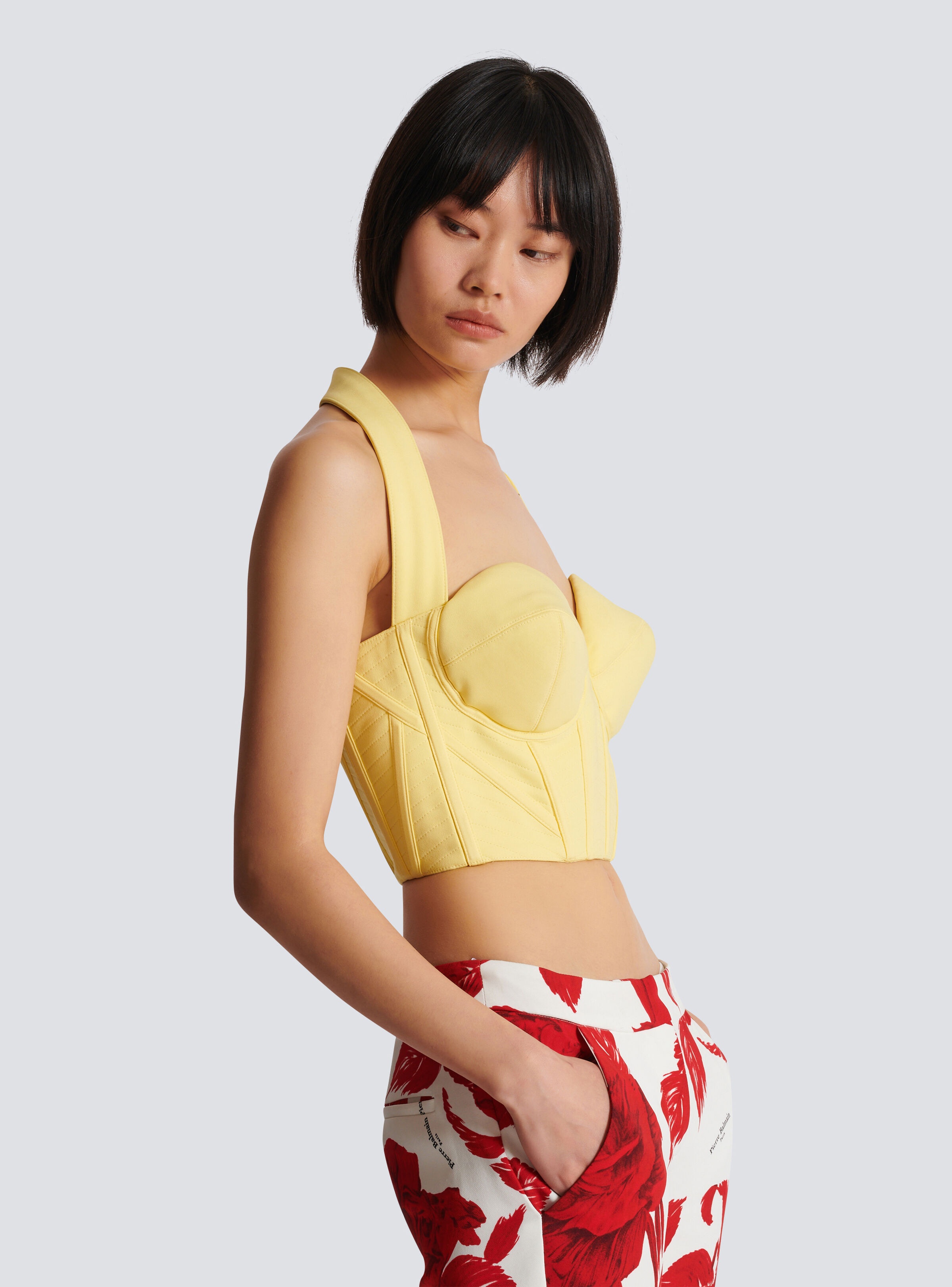 Crepe halterneck crop top - 6