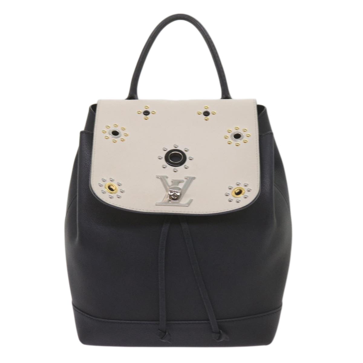 LOUIS VUITTON Lock Me Backpack Calf Leather Black White M54108 - 2