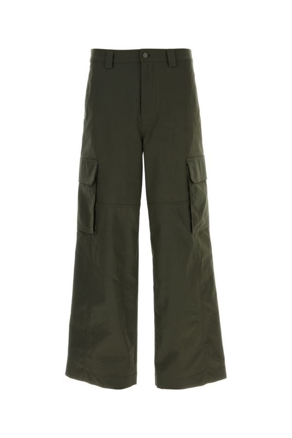 Olive green polyester blend cargo pant - 1