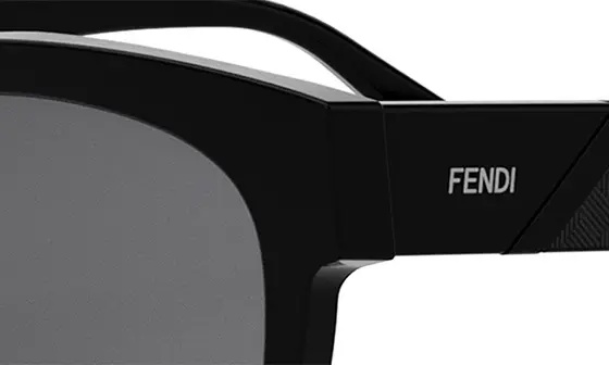 'Fendi Diagonal 51mm Square Sunglasses in Shiny Black /Smoke - 9