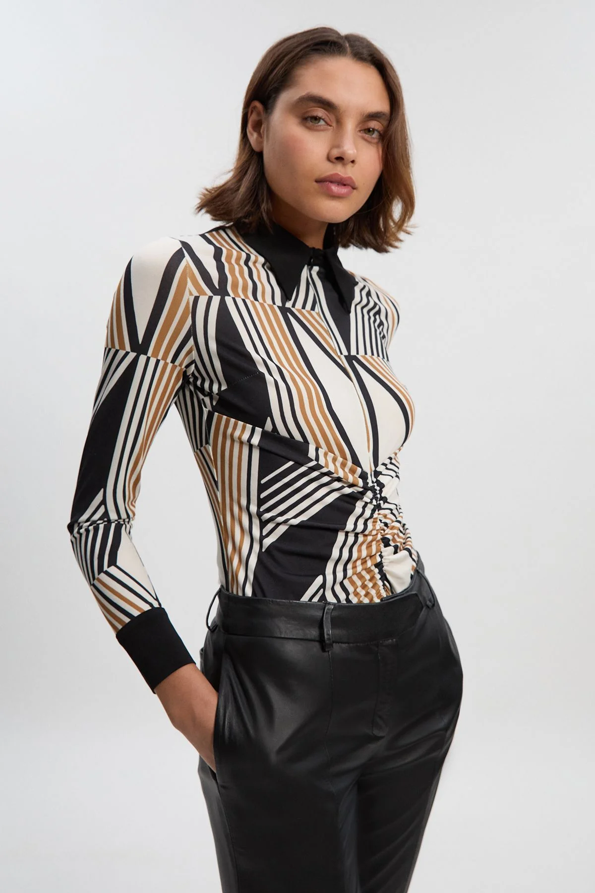 Geo Print Crepe Shirt - 1