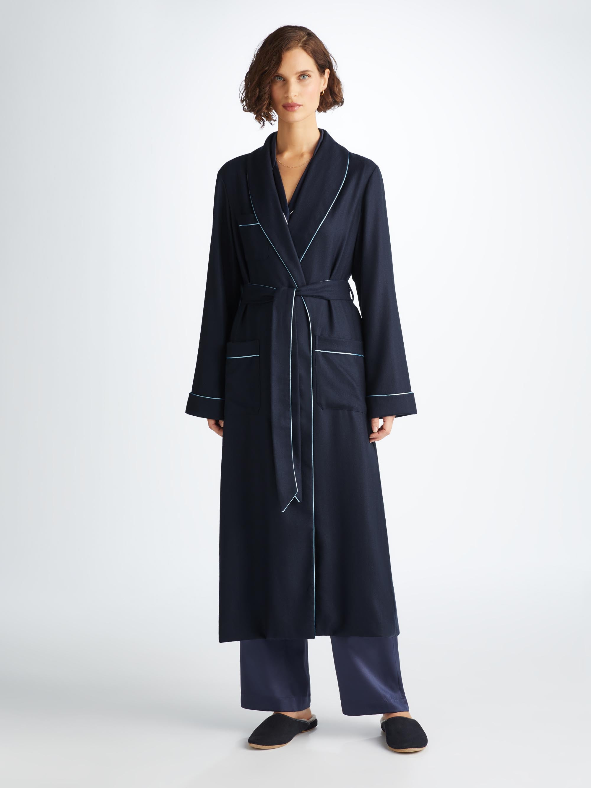 Women's Dressing Gown Duke Cashmere Navy - 2