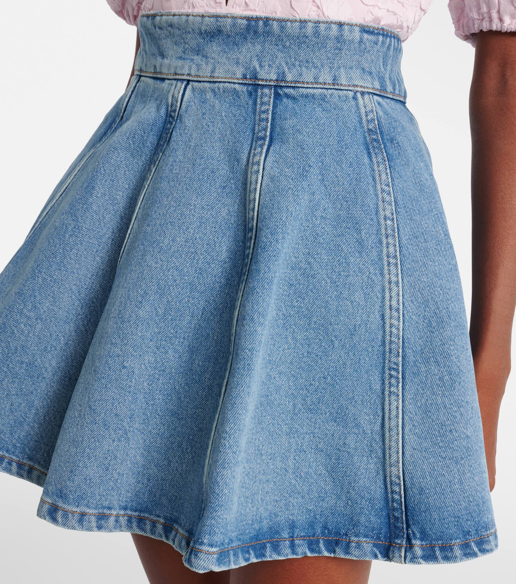 Pleated denim miniskirt - 4