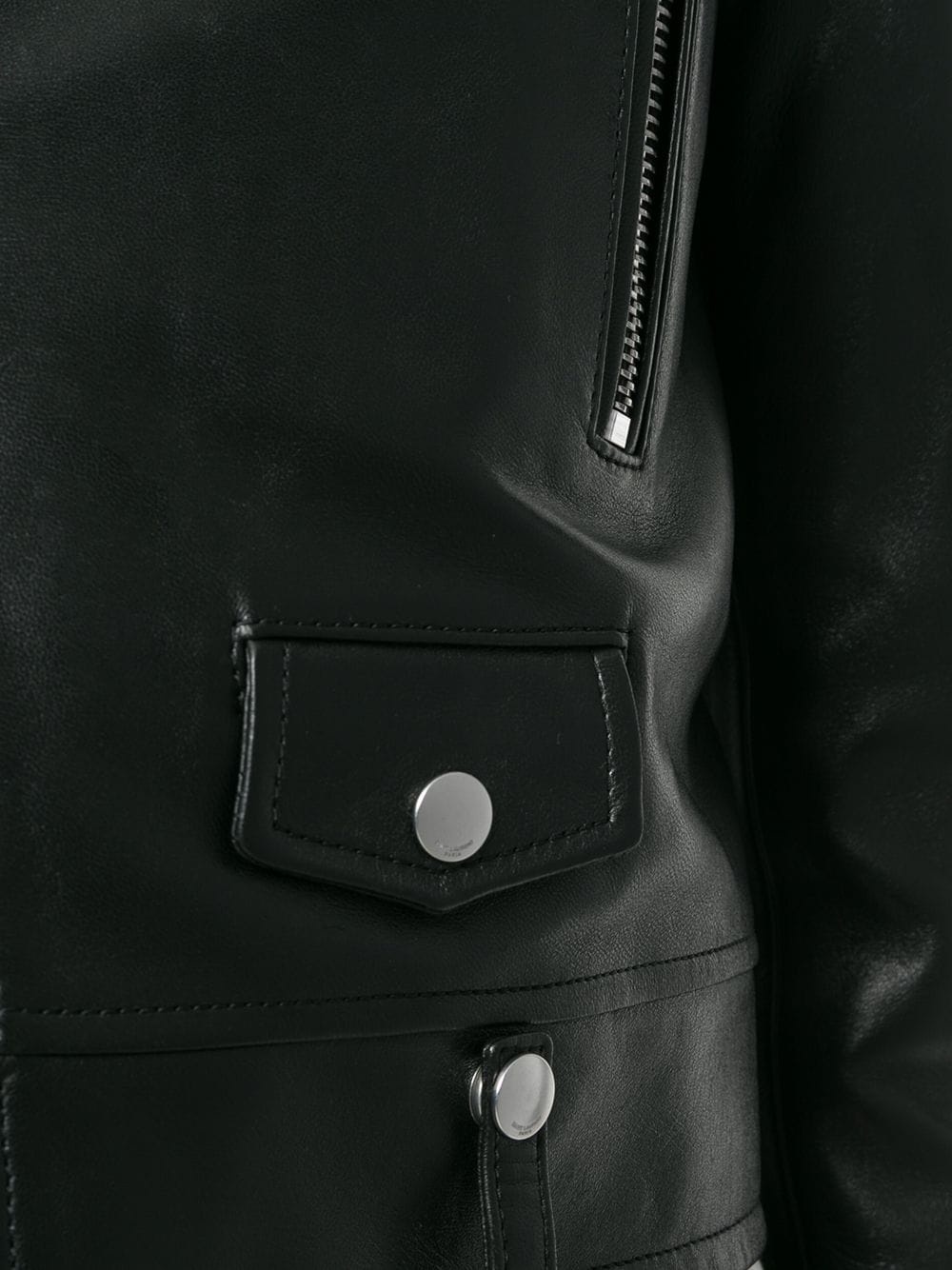zip-up leather biker jacket - 5