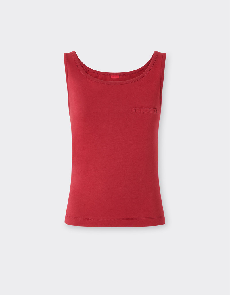 Cotton tank top with Ferrari logo 1