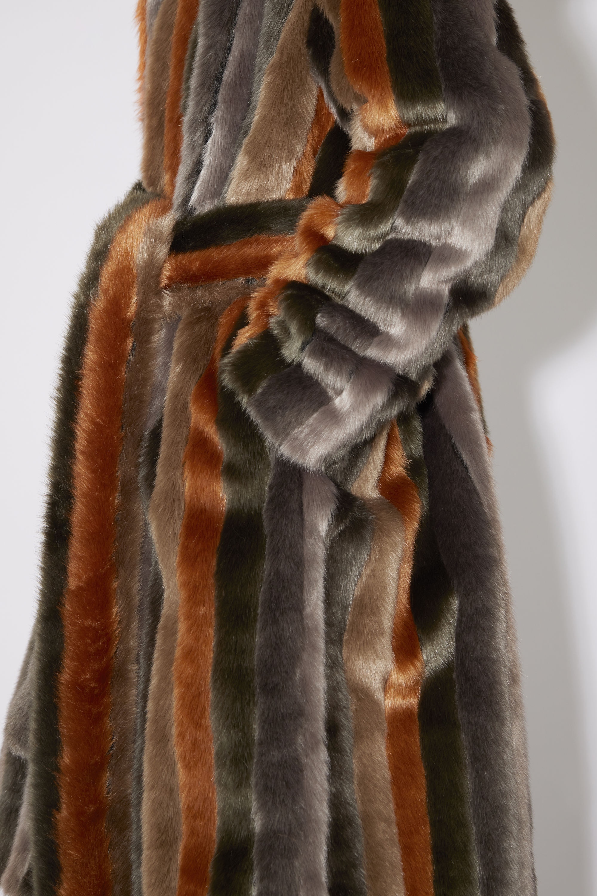 Striped furry hooded coat - Brown - 5