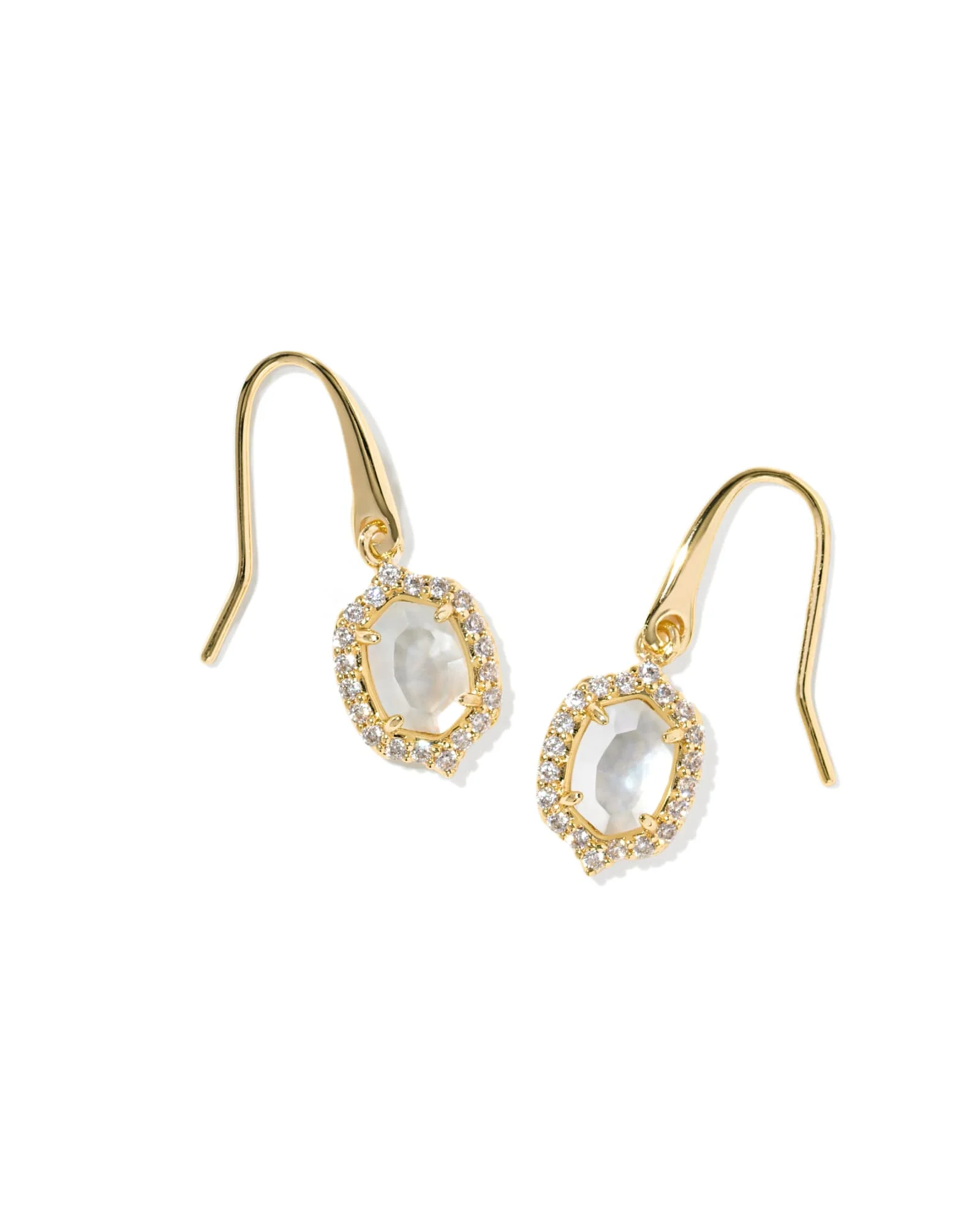 Daphne Crystal Frame Gold Drop Earrings - 1