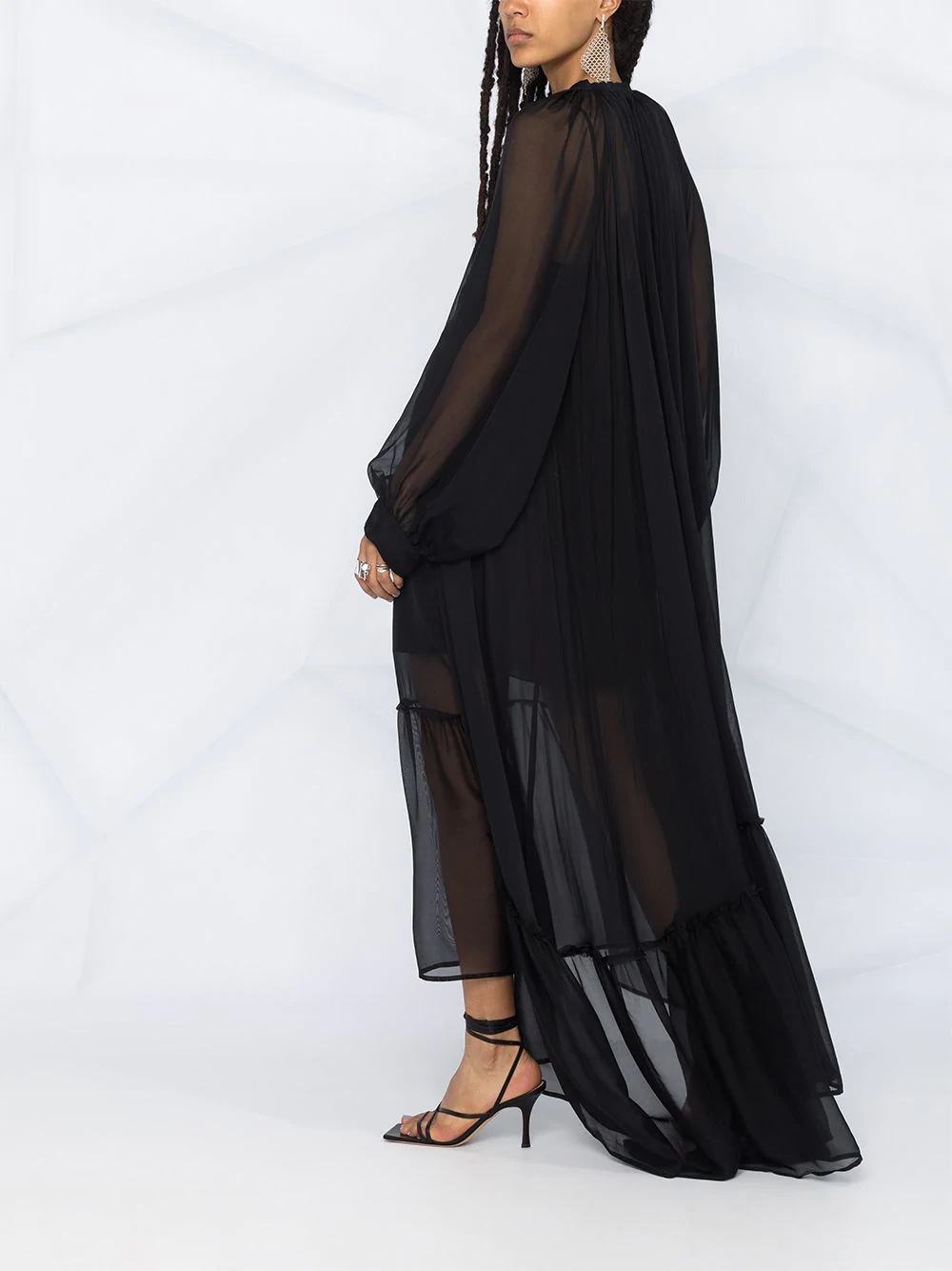 balloon-sleeved chiffon maxi dress - 6