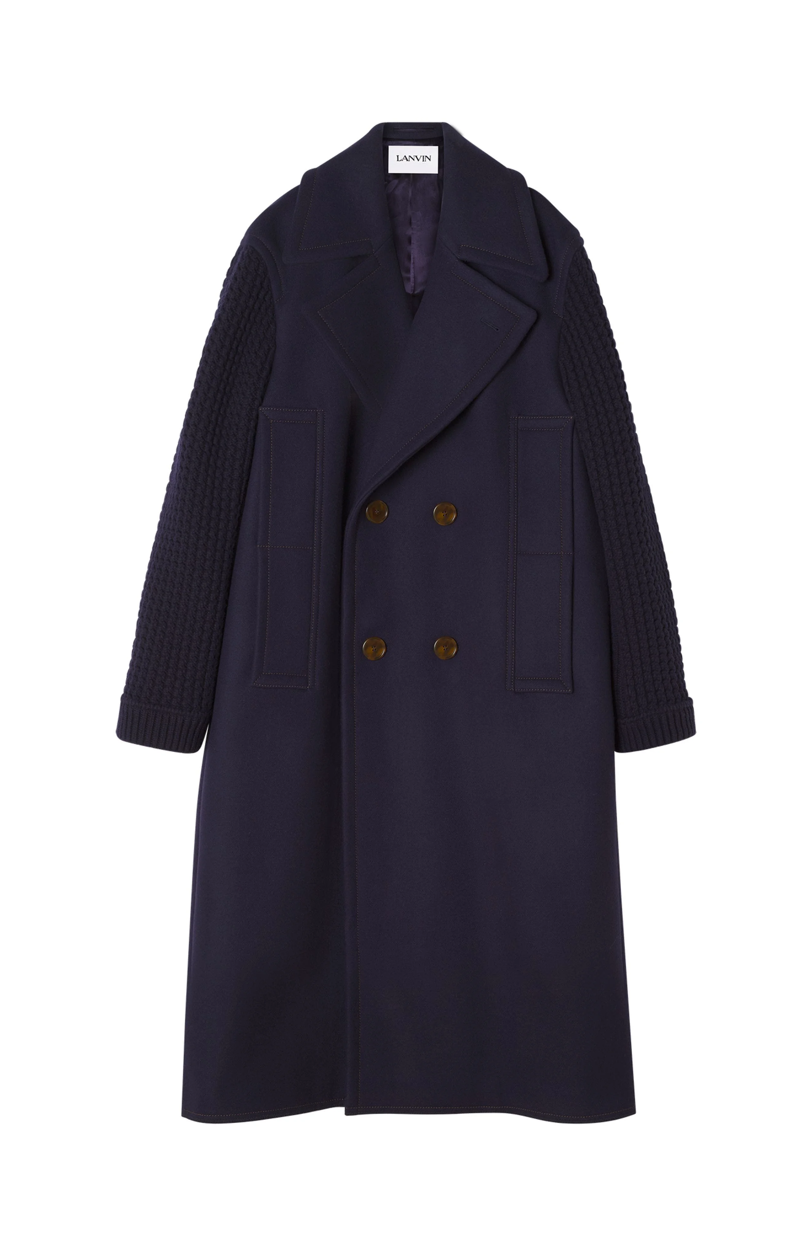 Lanvin Long Bi-material Peacoat in Montana at Nordstrom - 1