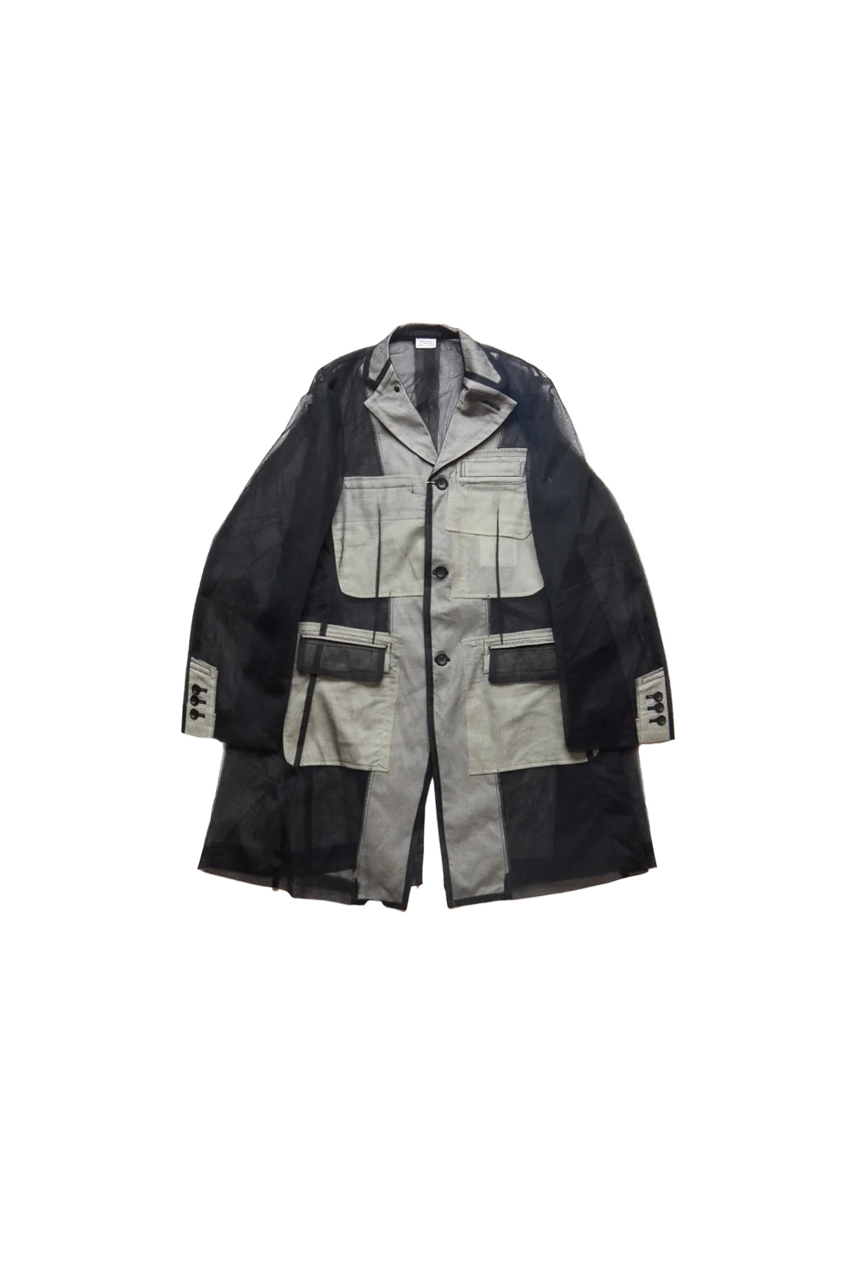 Comme Des Garcons Homme Plus Tulle-Inserts Coat Black - 1