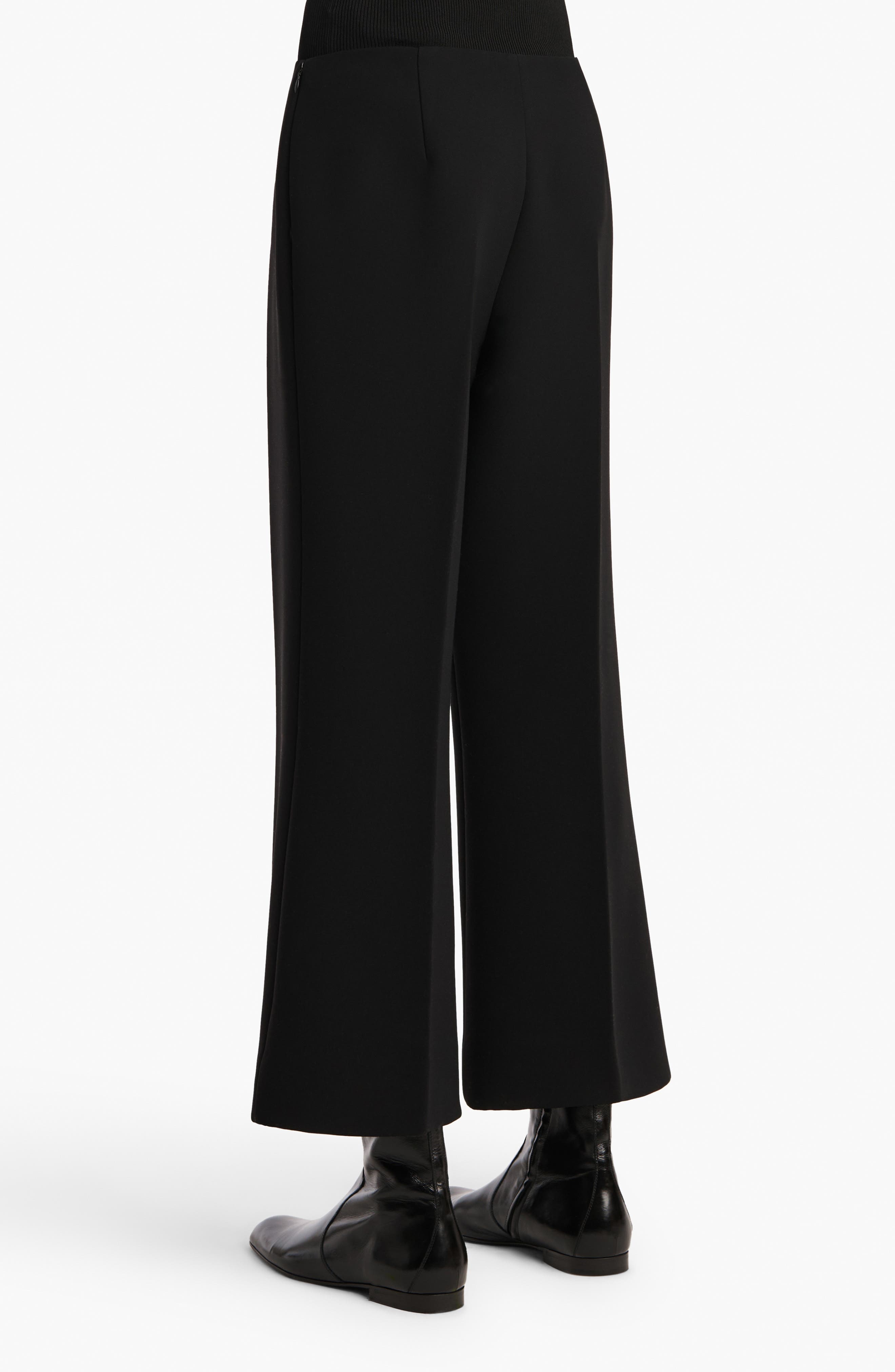 Khaite Walter Double Face Crepe Kick Flare Crop Pants in Black at Nordstrom - 2