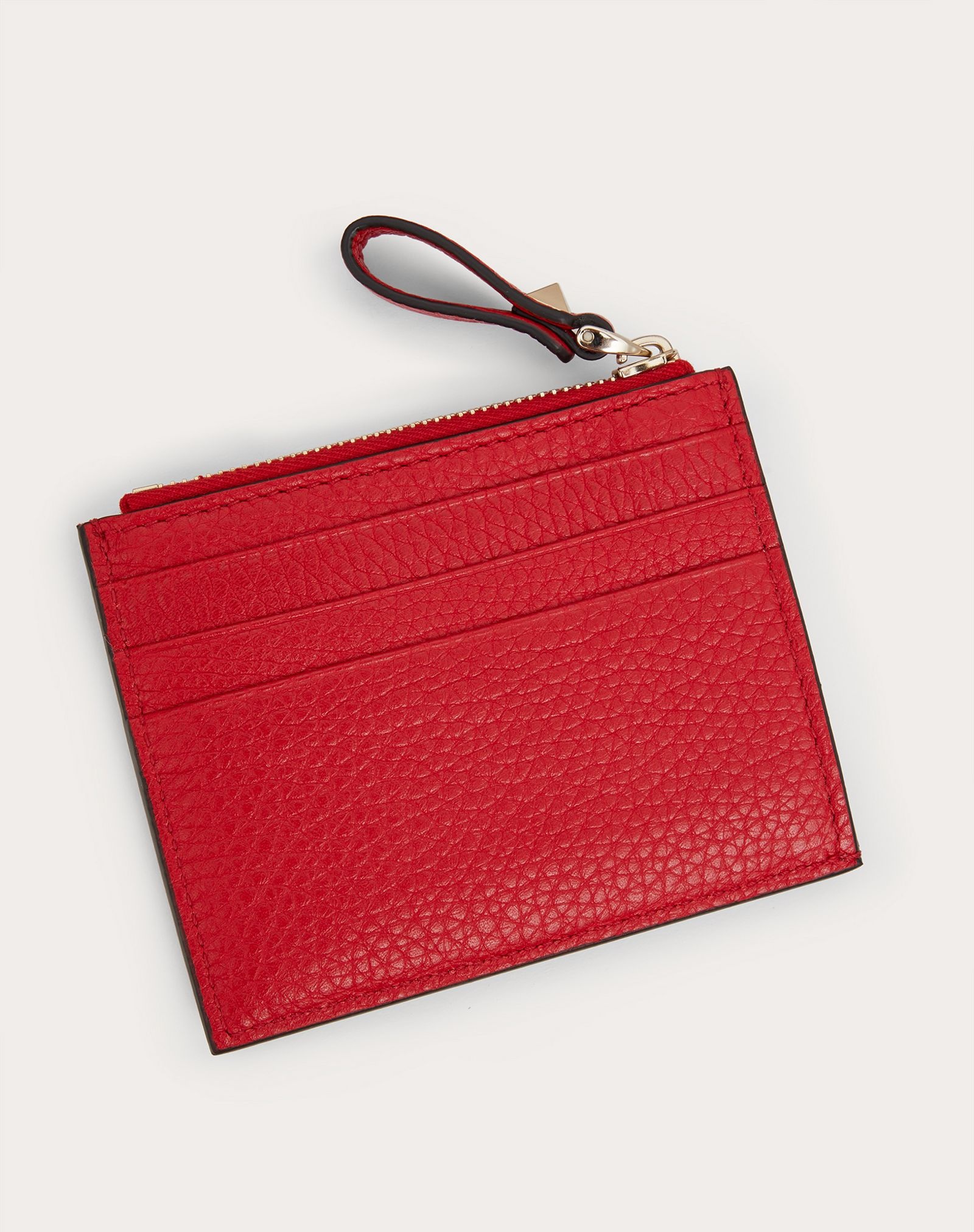 ROCKSTUD GRAINY CALFSKIN CARDHOLDER WITH ZIPPER - 3