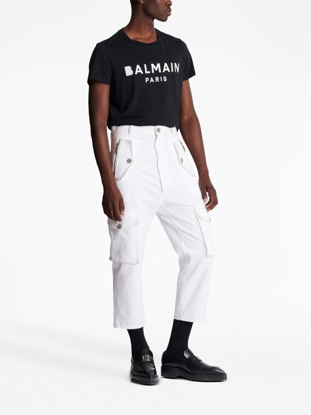 logo-plaque cargo-style cropped trousers - 3