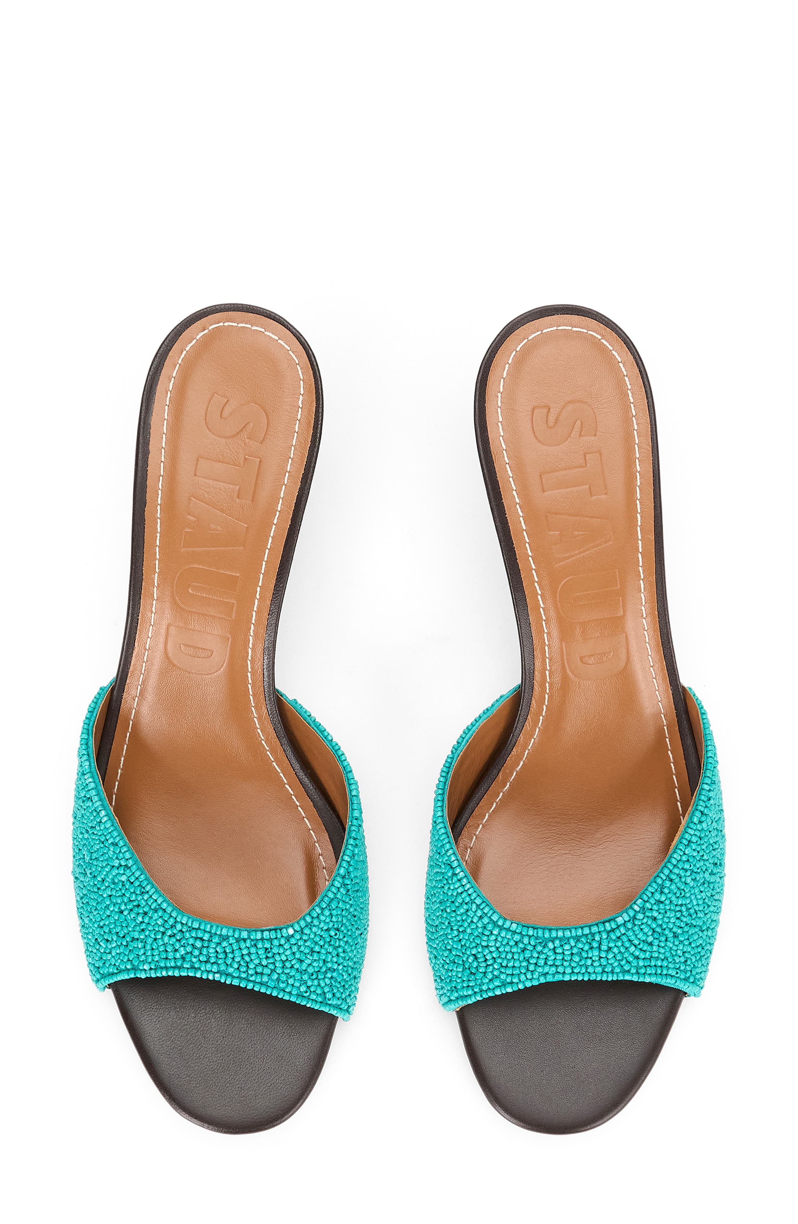 STAUD Brigitte Slide Sandal in Teal at Nordstrom - 4
