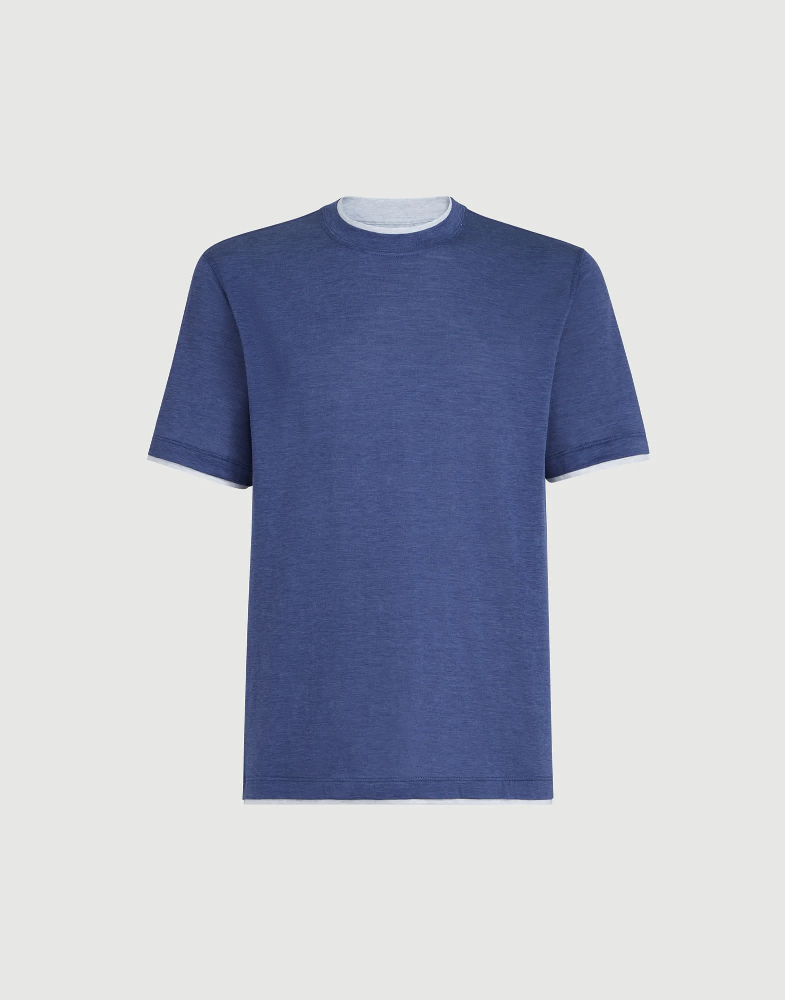 Silk and cotton jersey crew neck T-shirt with faux-layering - 1