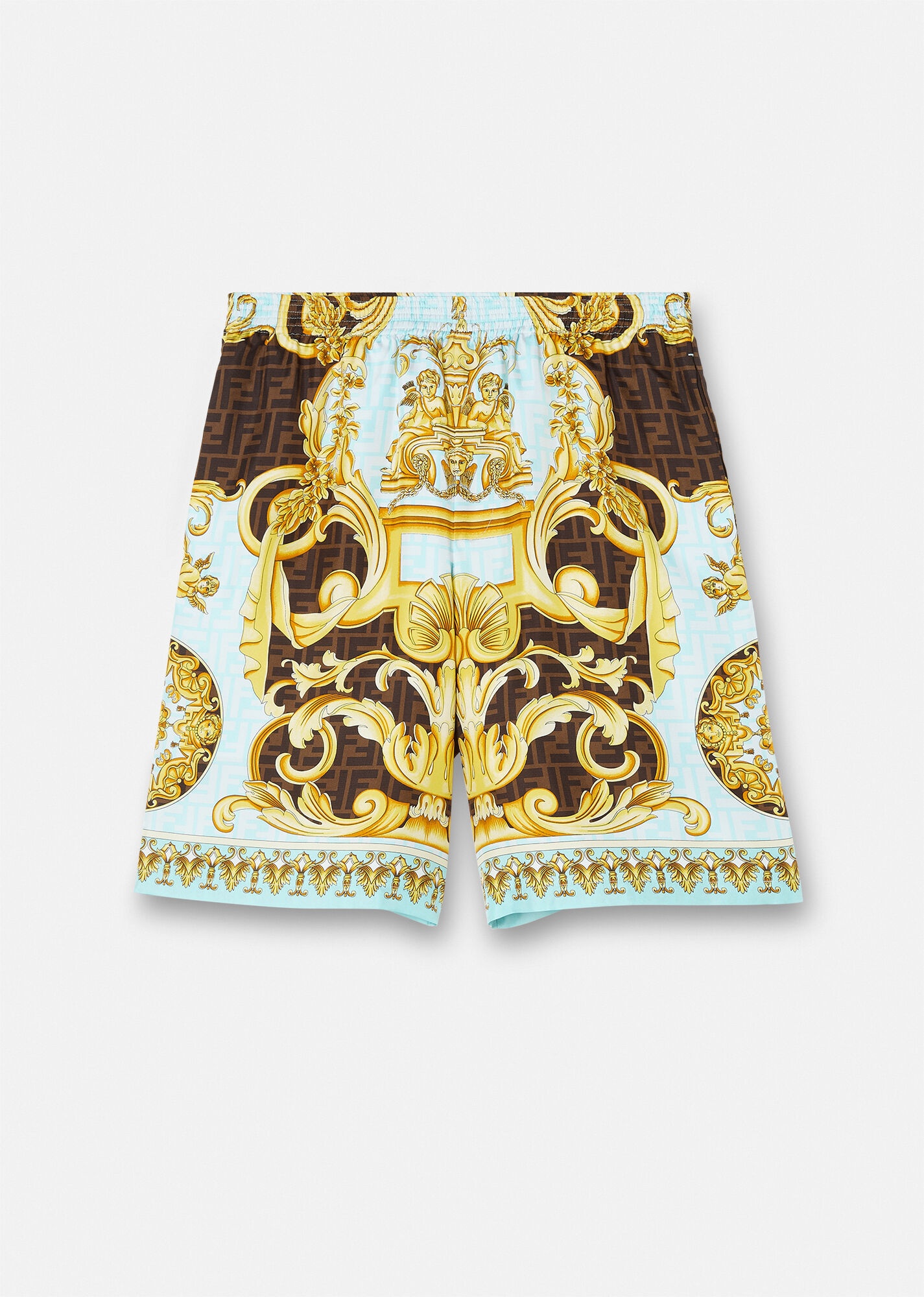 Fendace Gold Baroque Silk Shorts - 7